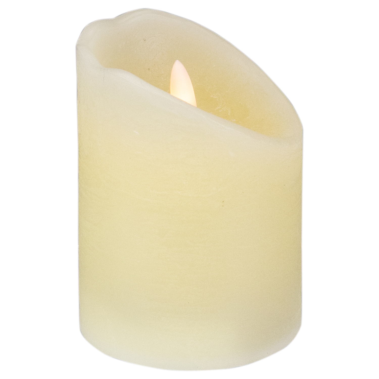 Bougie blanche non parfumée à piles de 4 po, cire scintillante à DEL