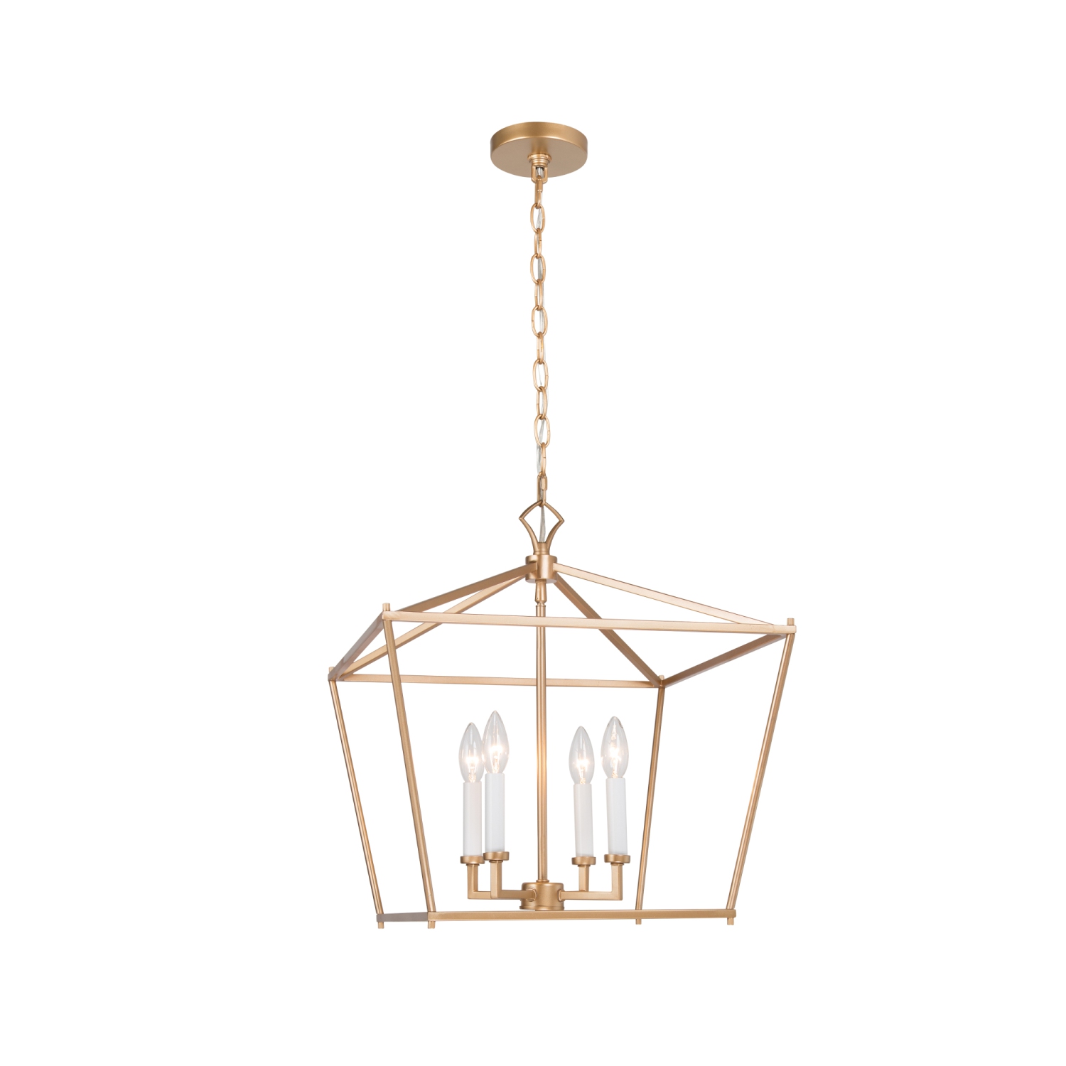 Modern 4-Light Geometric Gold Chandelier