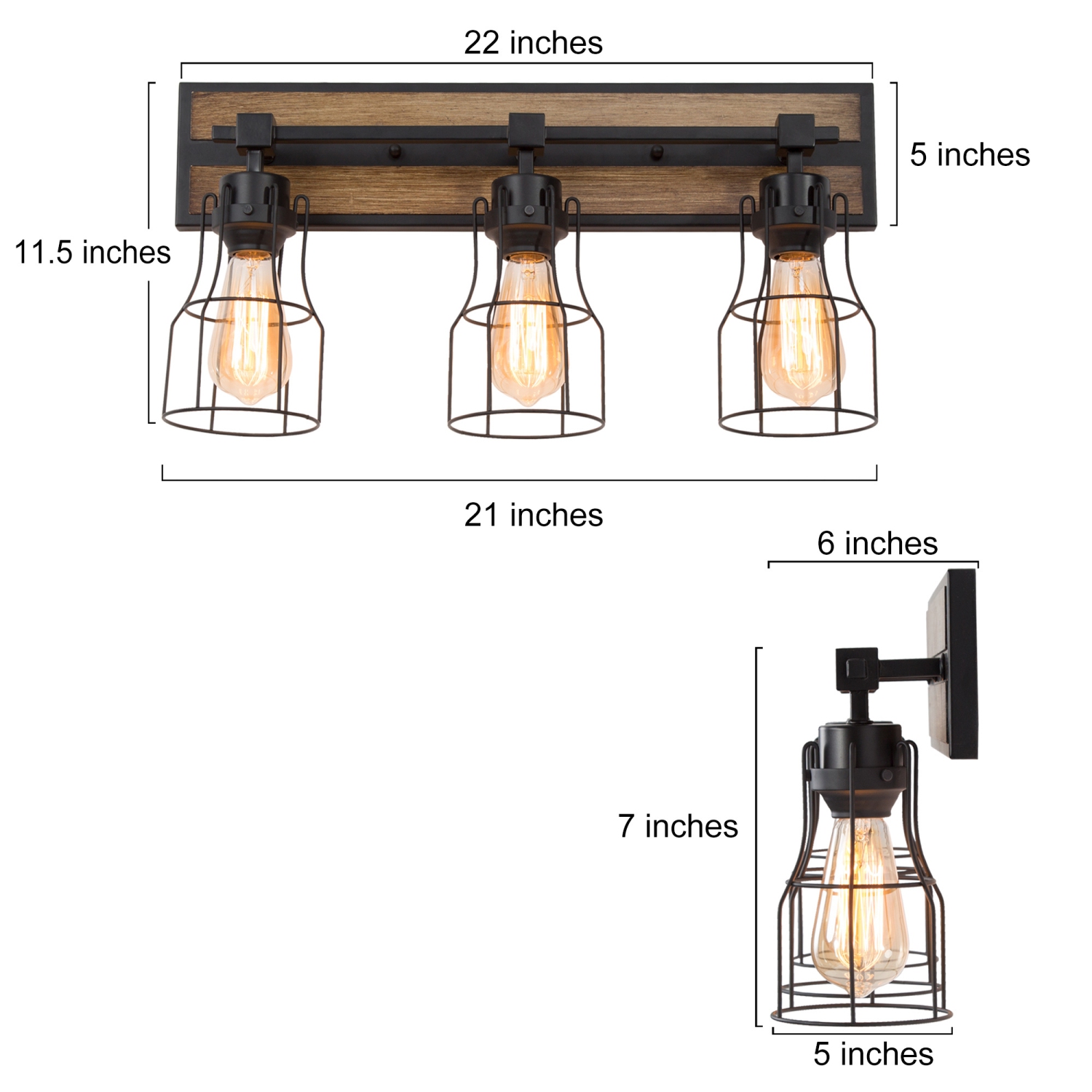 Industrial 3-Light Unique Vanity Light