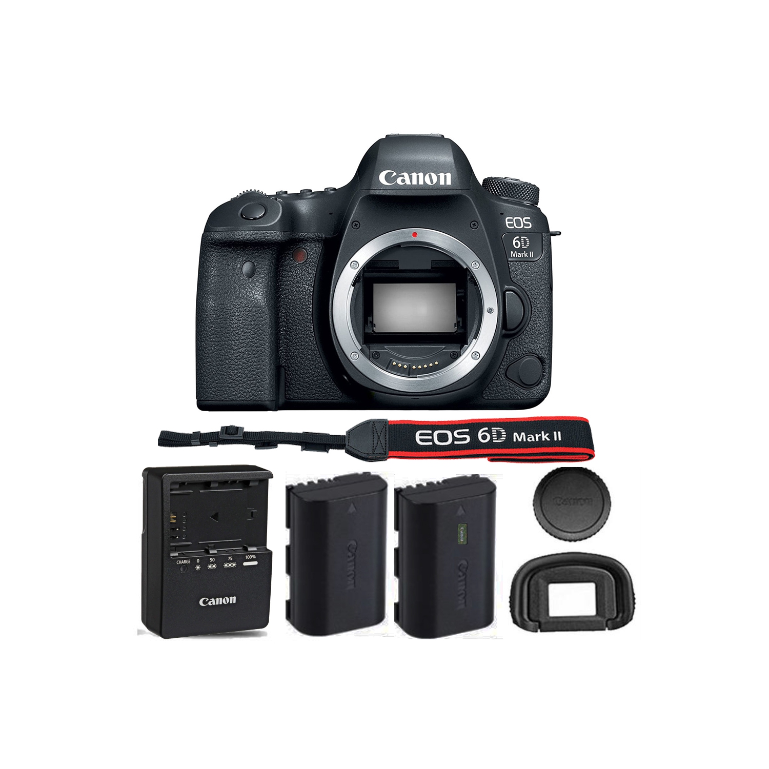 Canon EOS 6D Mark II Full Frame Digital SLR Camera Body + Canon LP-E6NH Lithium-Ion Battery