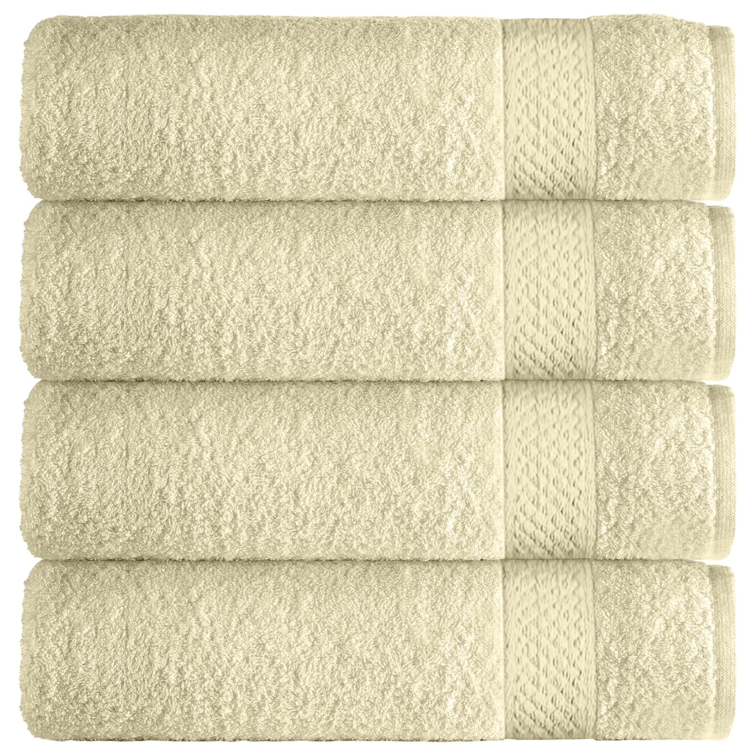 Serviettes de bain économiques Canadian Linen Basics, 26 x 52 po, paq./4, serviettes douces et absorbantes en coton à séchage rapide, ivoire