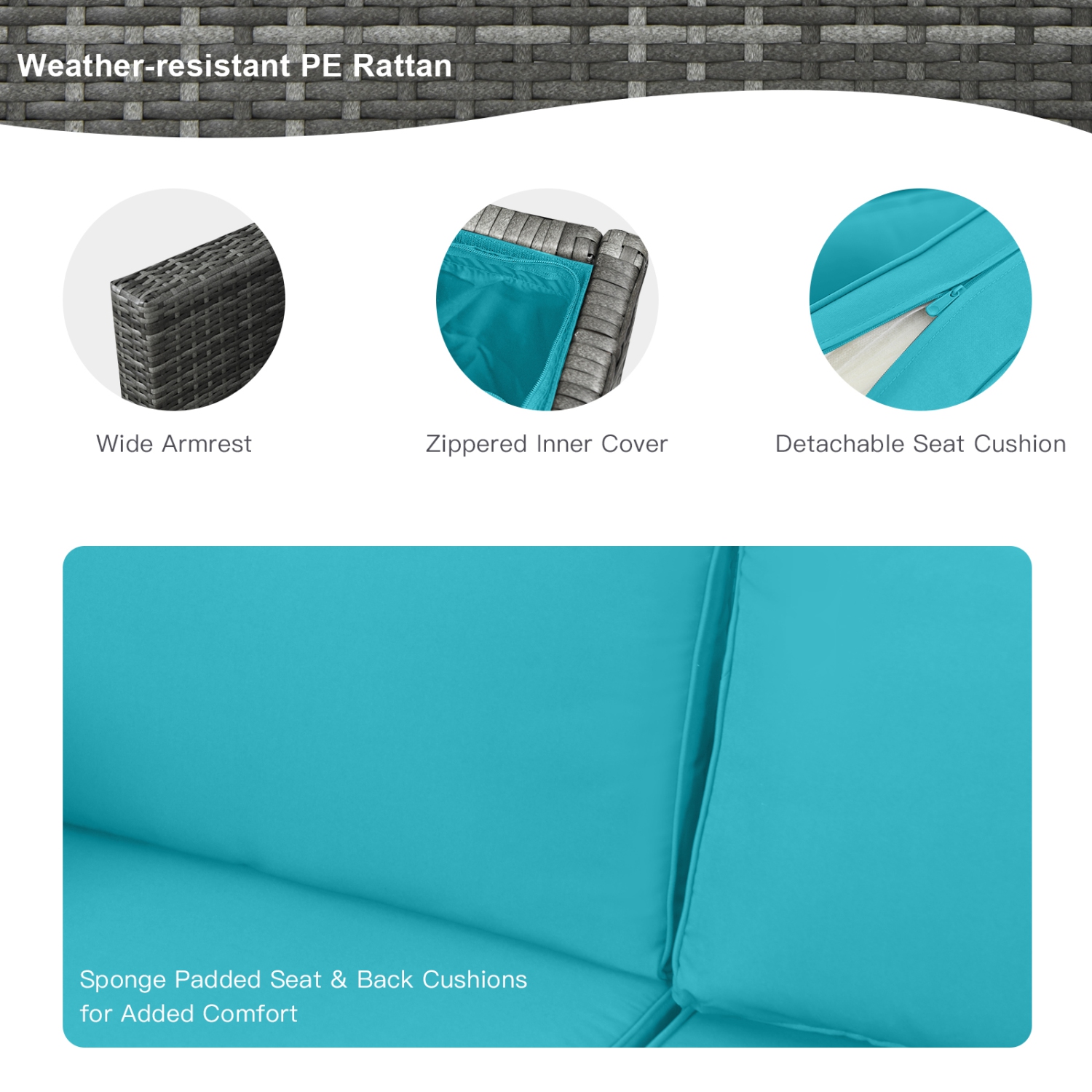 Patiojoy 9 PCS Rattan Dinning Set Wicker Sofa w/Propane Gas Fire Pit 60,000 Btu Heater Grey/Black/Navy/Red/Off White