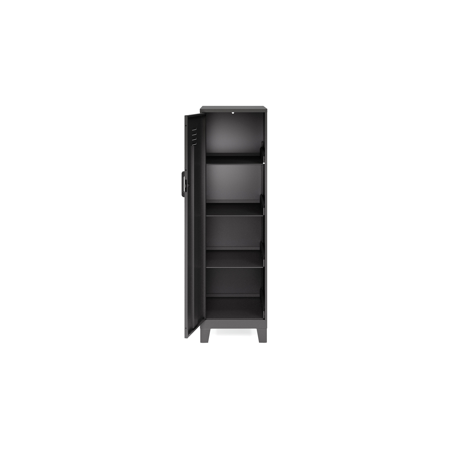 Space Solutions 53.38"H 4 Shelf Metal Storage Locker Cabinet 3" Riser Legs Black