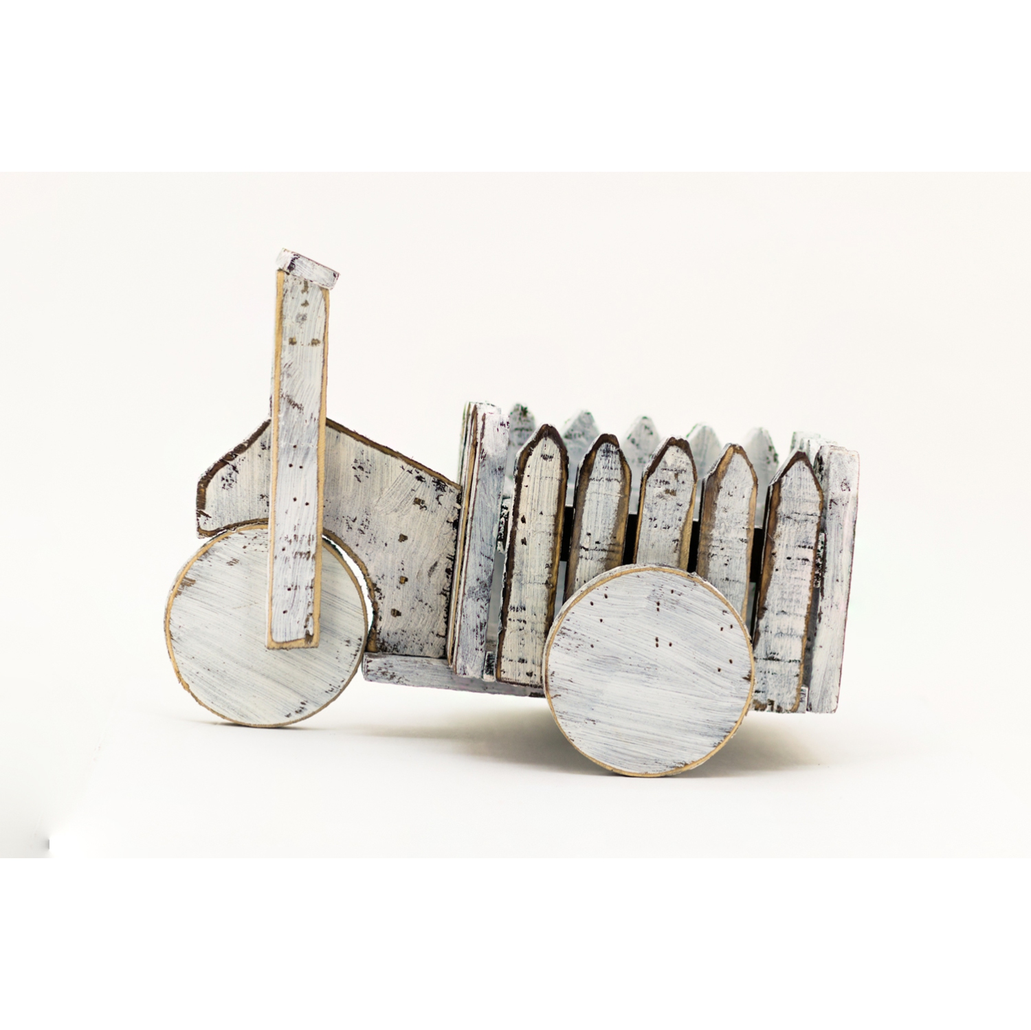 Hi-Line Gift Ltd Wooden White Cart Planter