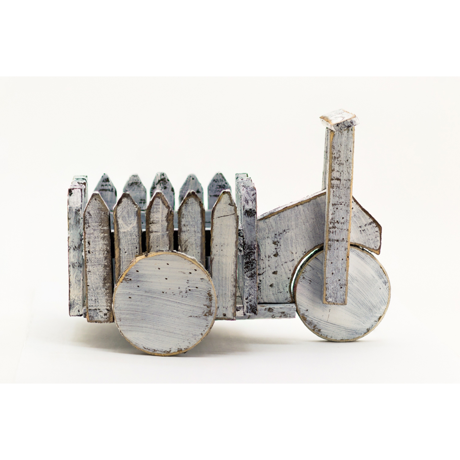 Hi-Line Gift Ltd Wooden White Cart Planter