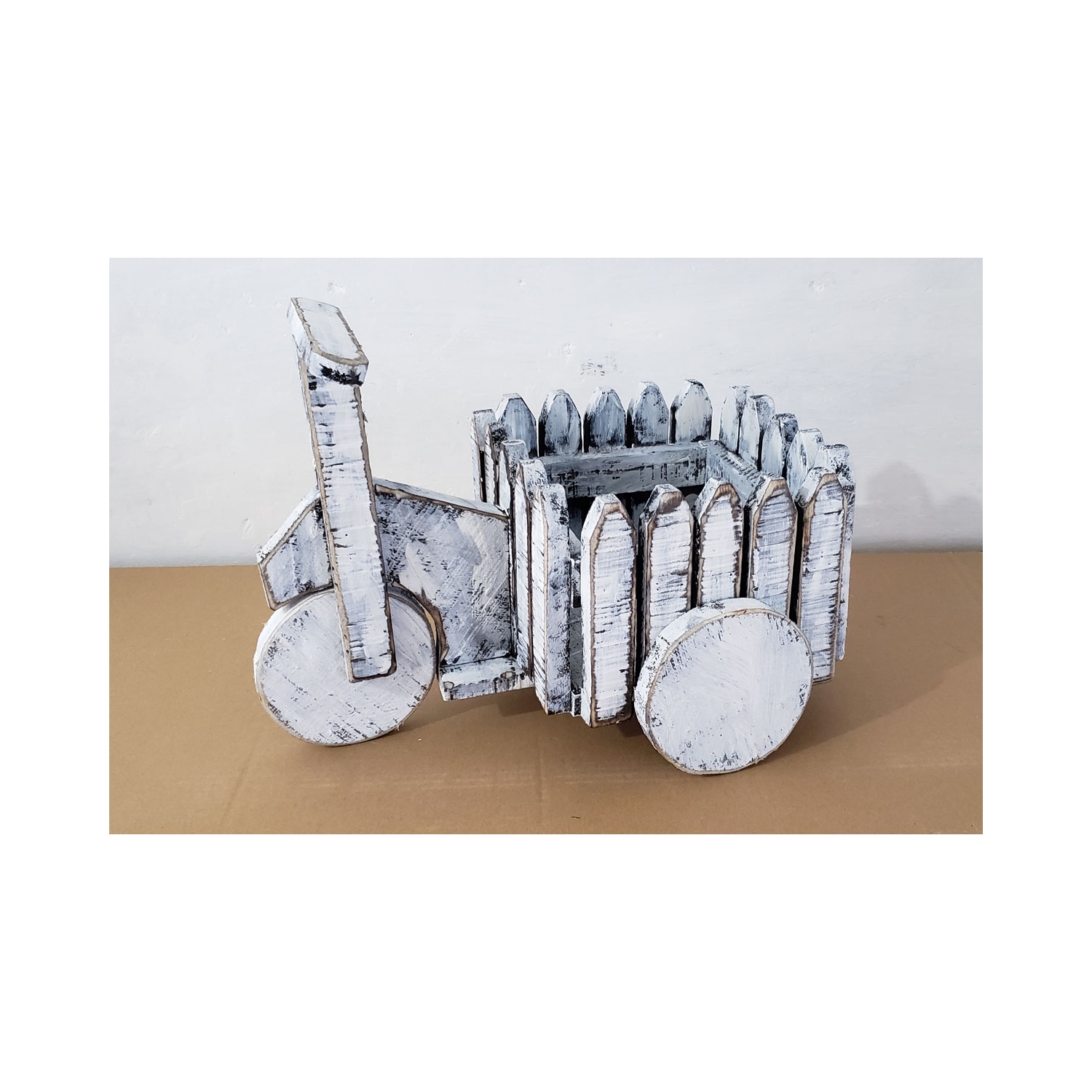 Hi-Line Gift Ltd Wooden White Cart Planter