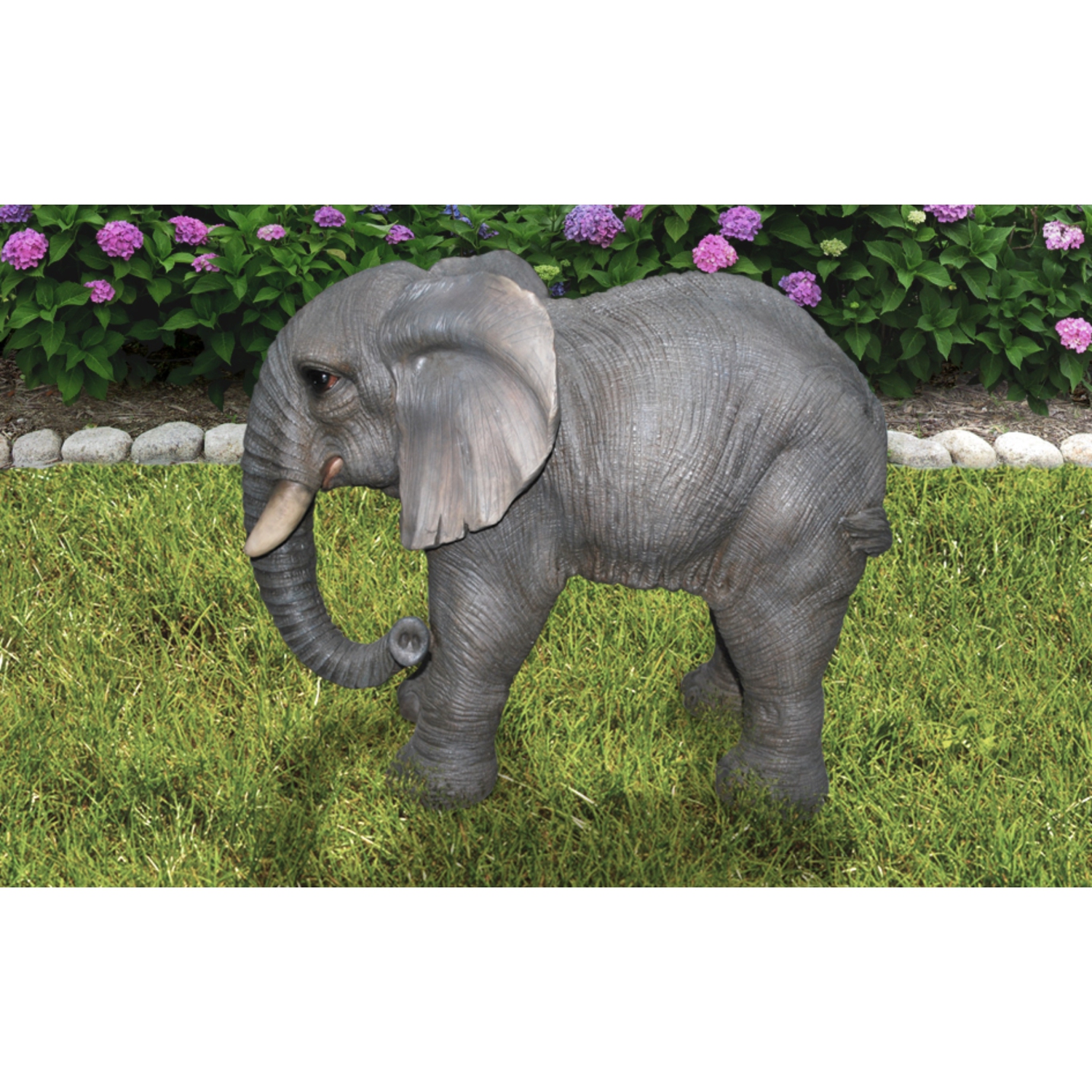 Hi-Line Gift Ltd Elephant Standing with Trunk Down Garden Statue