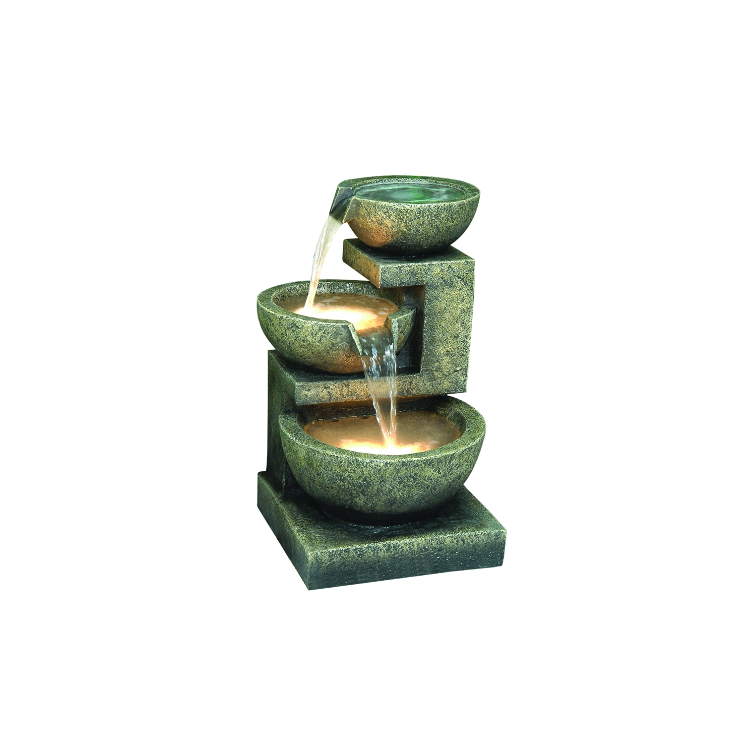 Hi-Line Gift Ltd 3 Bowl Fountain with 2 Warm White LEDs