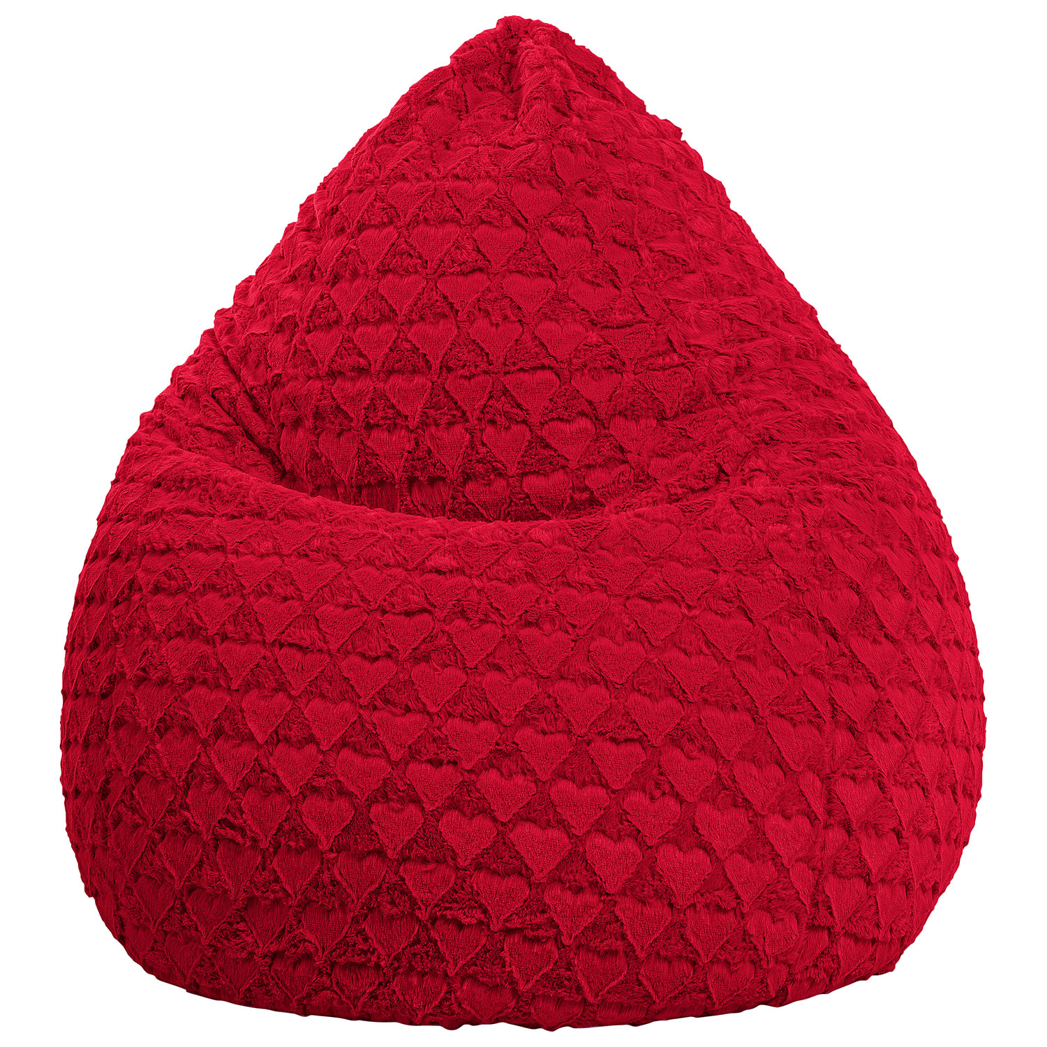 Fluffy Hearts Contemporary Polyester Bean Bag – Red