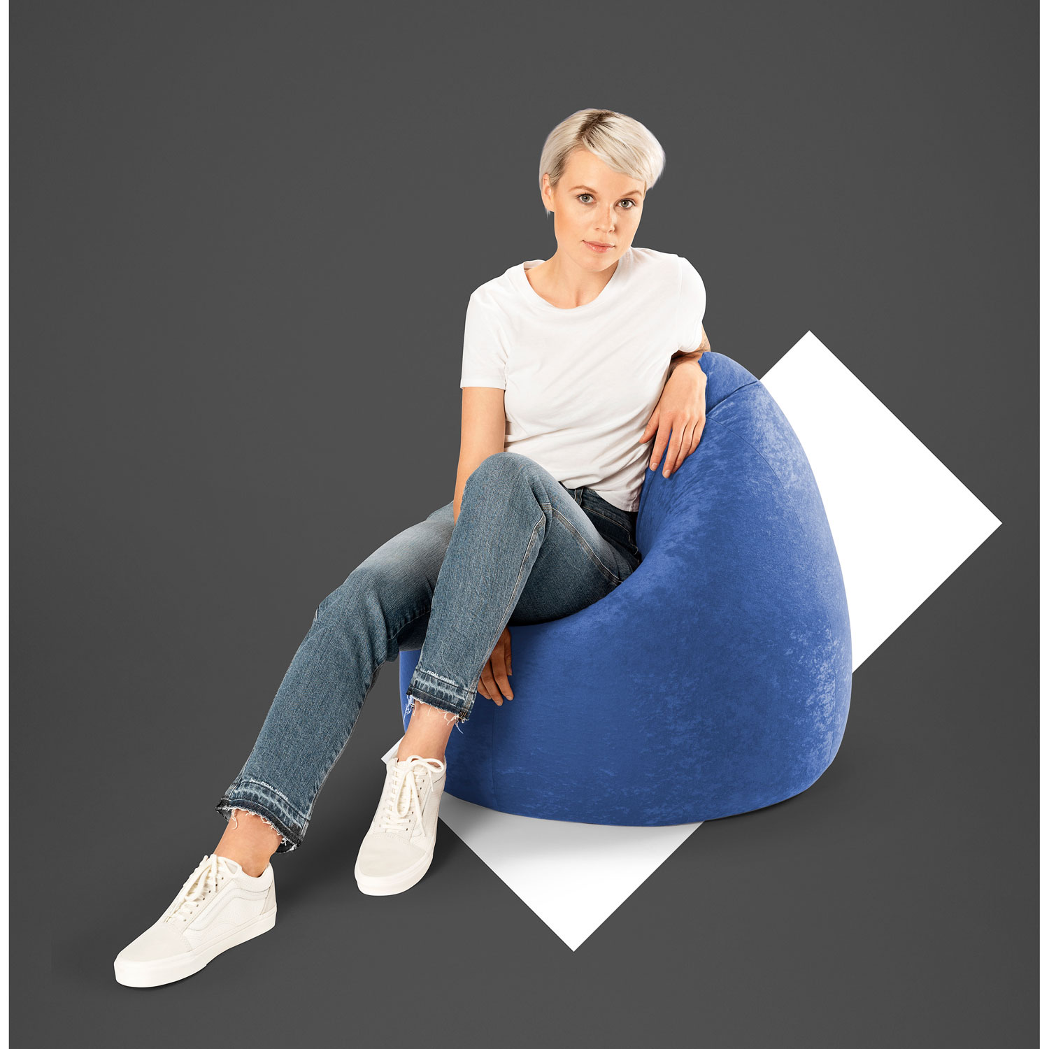 Easy Contemporary Polyester Bean Bag - Royal Blue