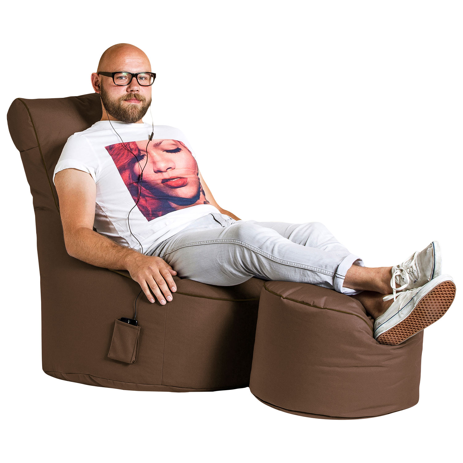 Pouf en polyester Dotcom Brava de Gouchee Home - Brun