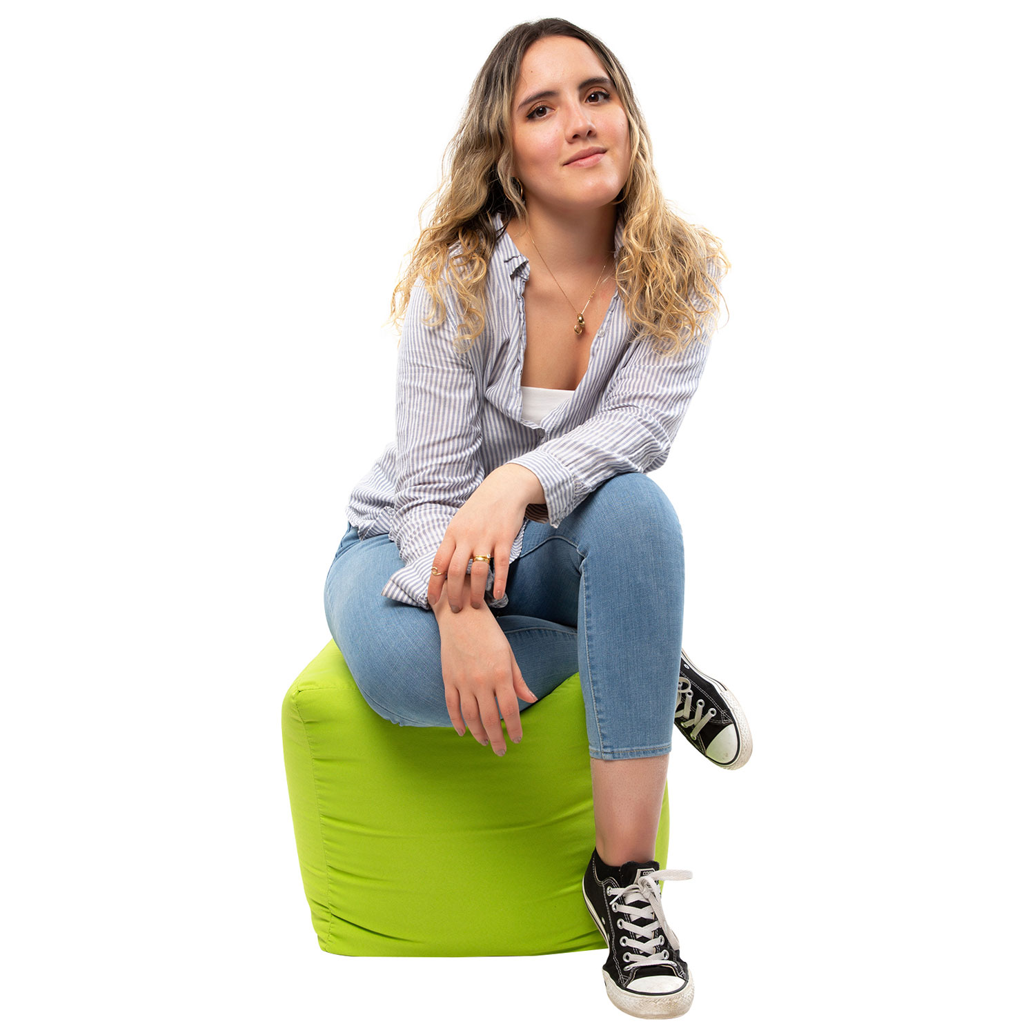 Gouchee Home Cube Soleil Polyester Pouf - Green