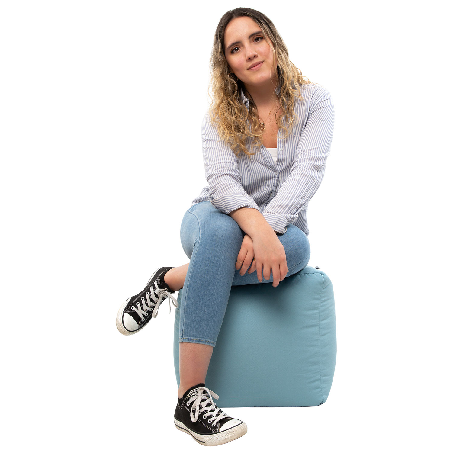 Gouchee Home Cube Soleil Polyester Pouf - Oceania