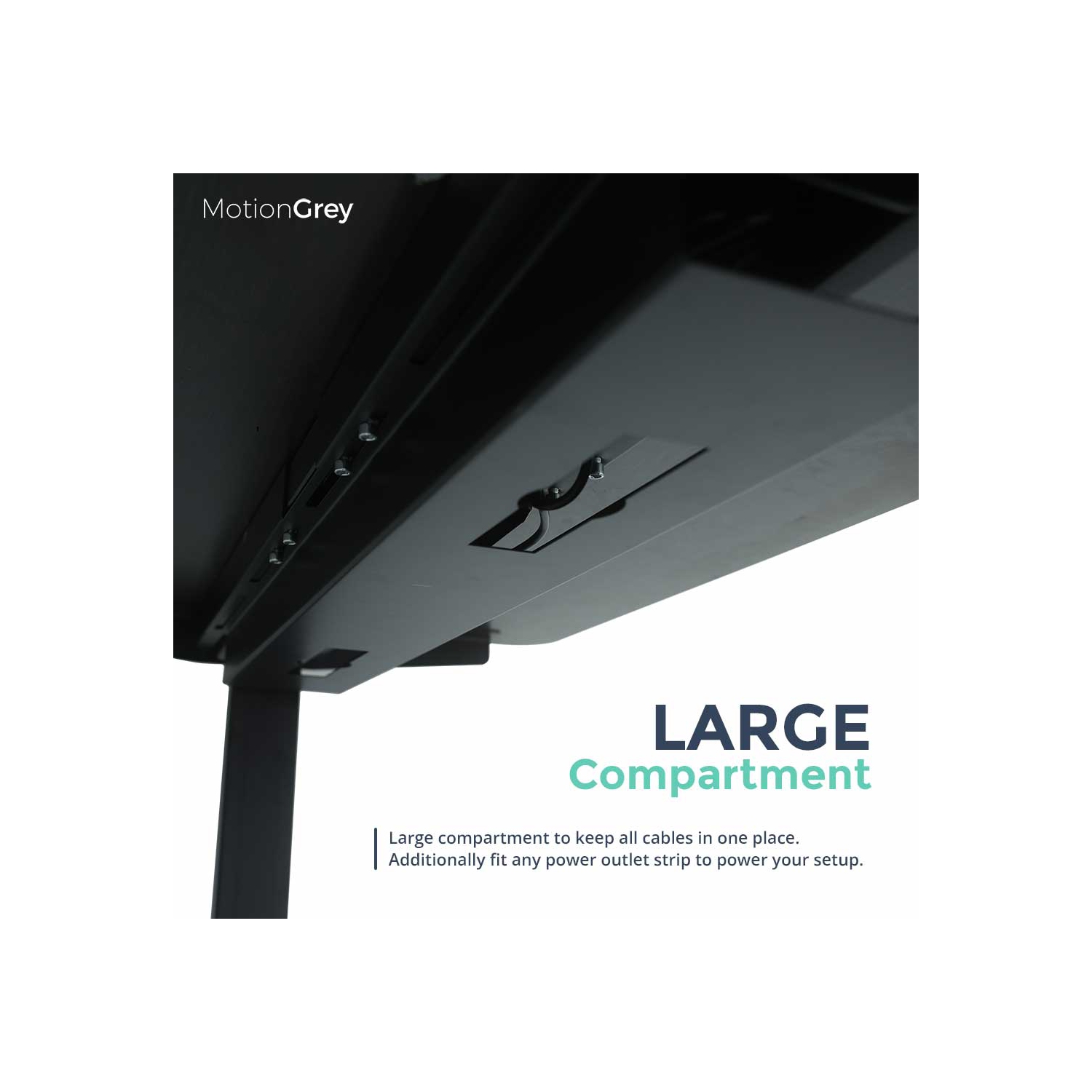 Range-câbles sous bureau MotionGrey pour tables d'ordinateur de bureau, bureaux à domicile et bureaux - Noir