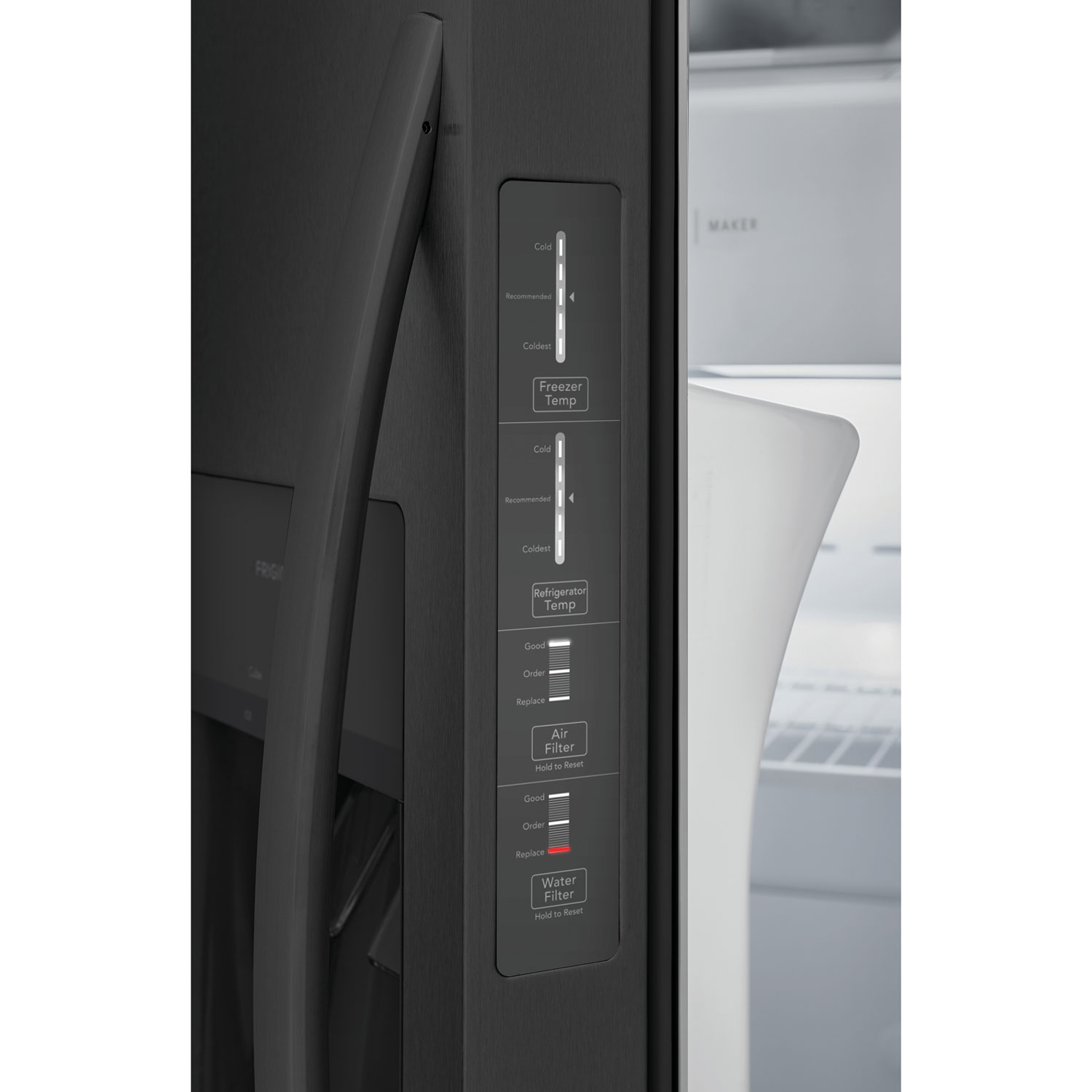 Réfrigérateur à congélateur juxtaposé de 22,3 pi³ et 33 po avec distributeur de glaçons et d'eau de Frigidaire - Acier inoxydable noir