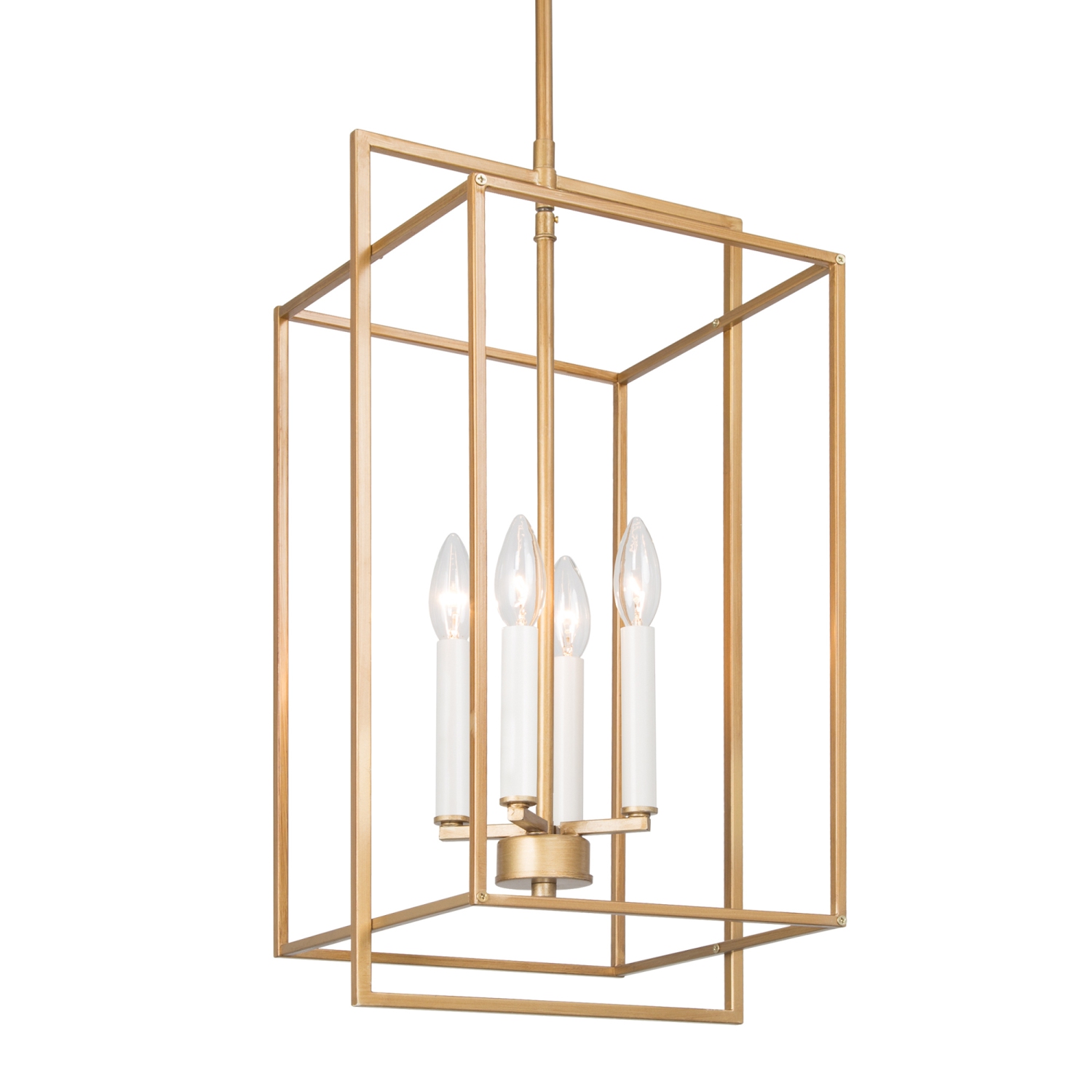Modern 4-Light Geometric Gold Chandelier