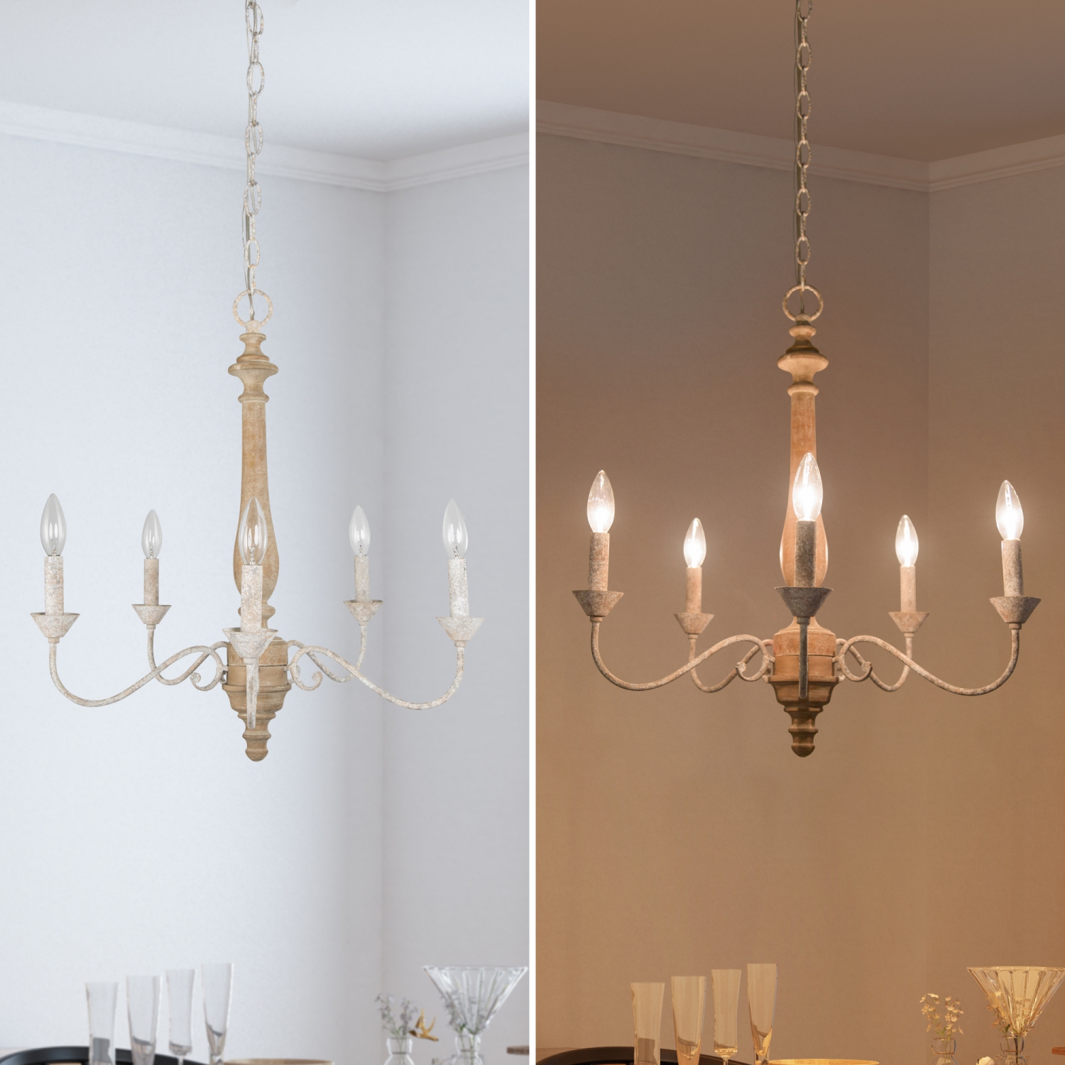 Modern 5-Light French Country Antique Chandelier