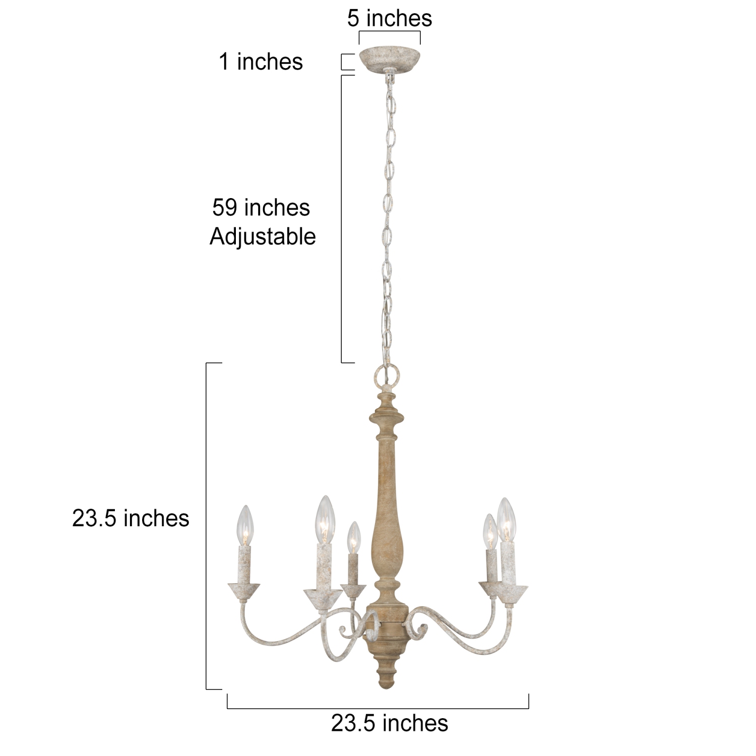 Modern 5-Light French Country Antique Chandelier