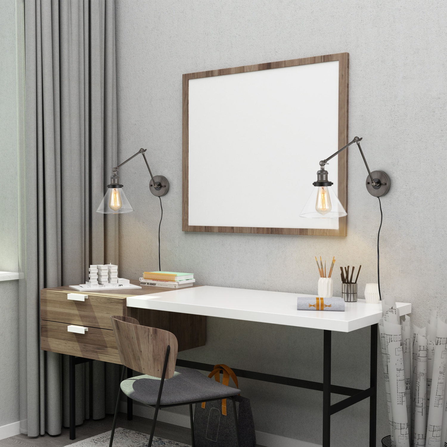 Lampe murale moderne à 1 ampoule avec bras pivotant