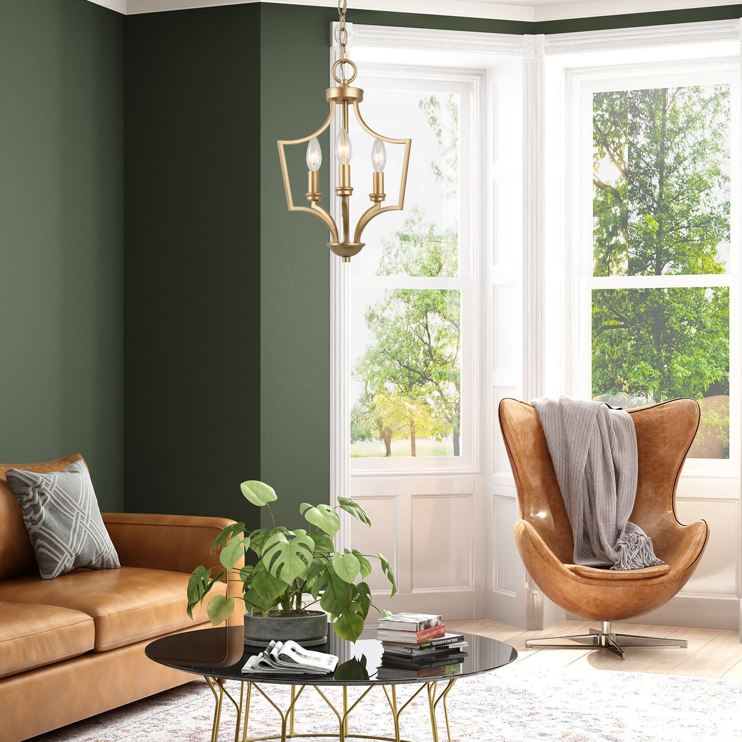 Modern 3-Light Golden Candelabras Chandelier