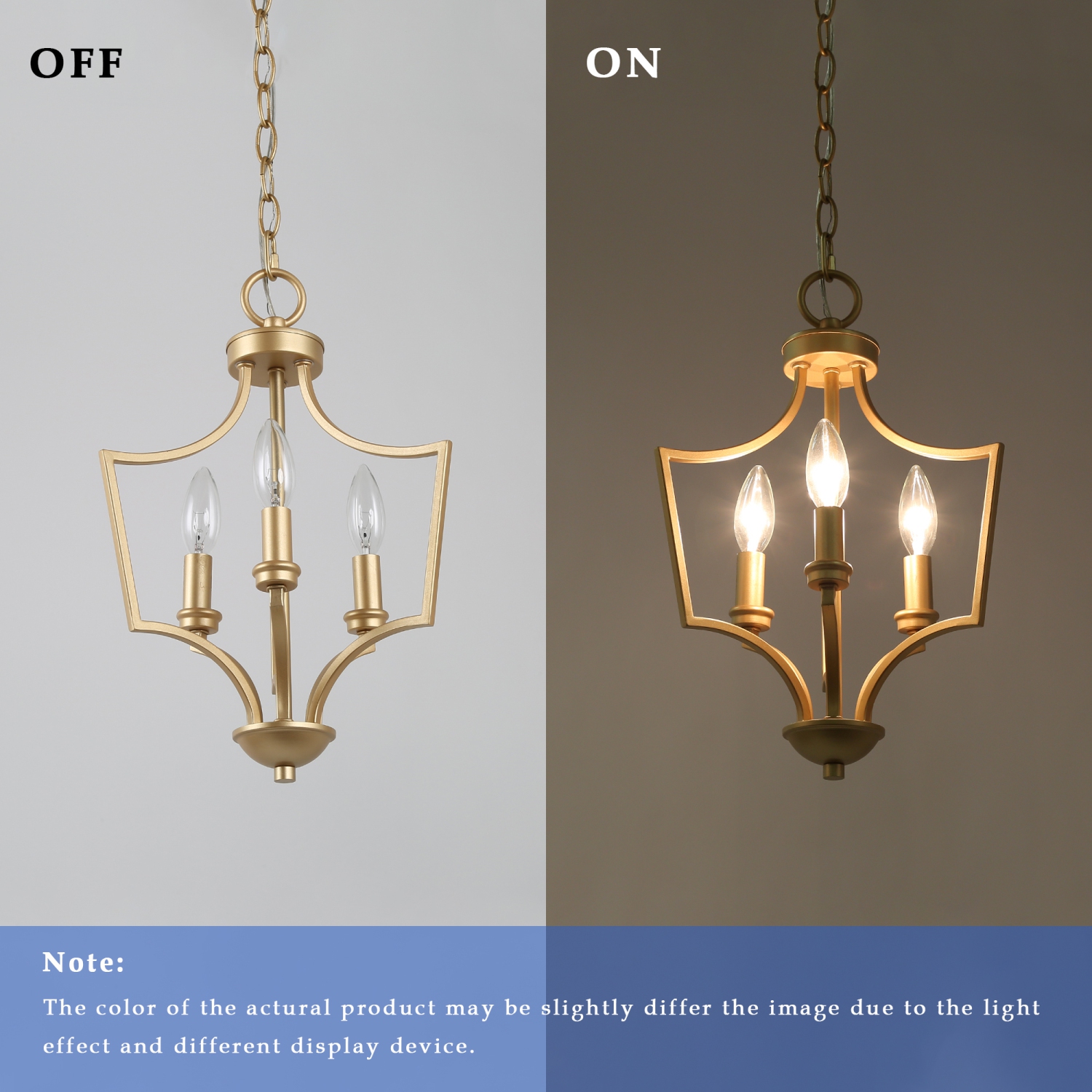 Modern 3-Light Golden Candelabras Chandelier