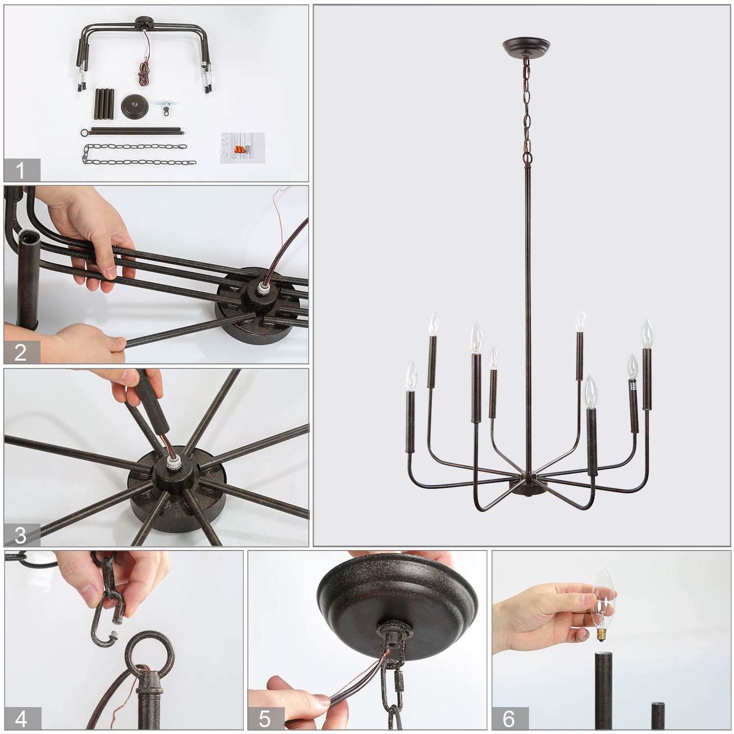 Modern 8-Light French Country Chandelier