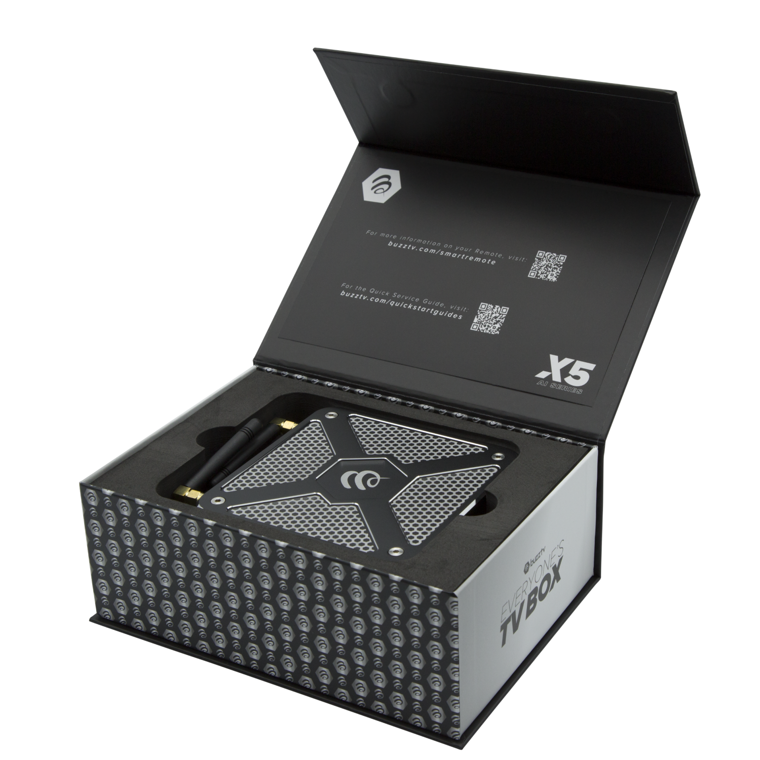 BuzzTV X5 64 AX-C - 4K UHD Android Media Streaming Player. 4GB RAM /64GB Memory / 6th Generation Wireless AX