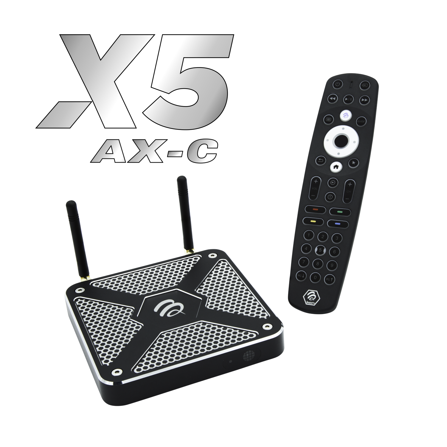 BuzzTV X5 64 AX-C - 4K UHD Android Media Streaming Player. 4GB RAM /64GB Memory / 6th Generation Wireless AX