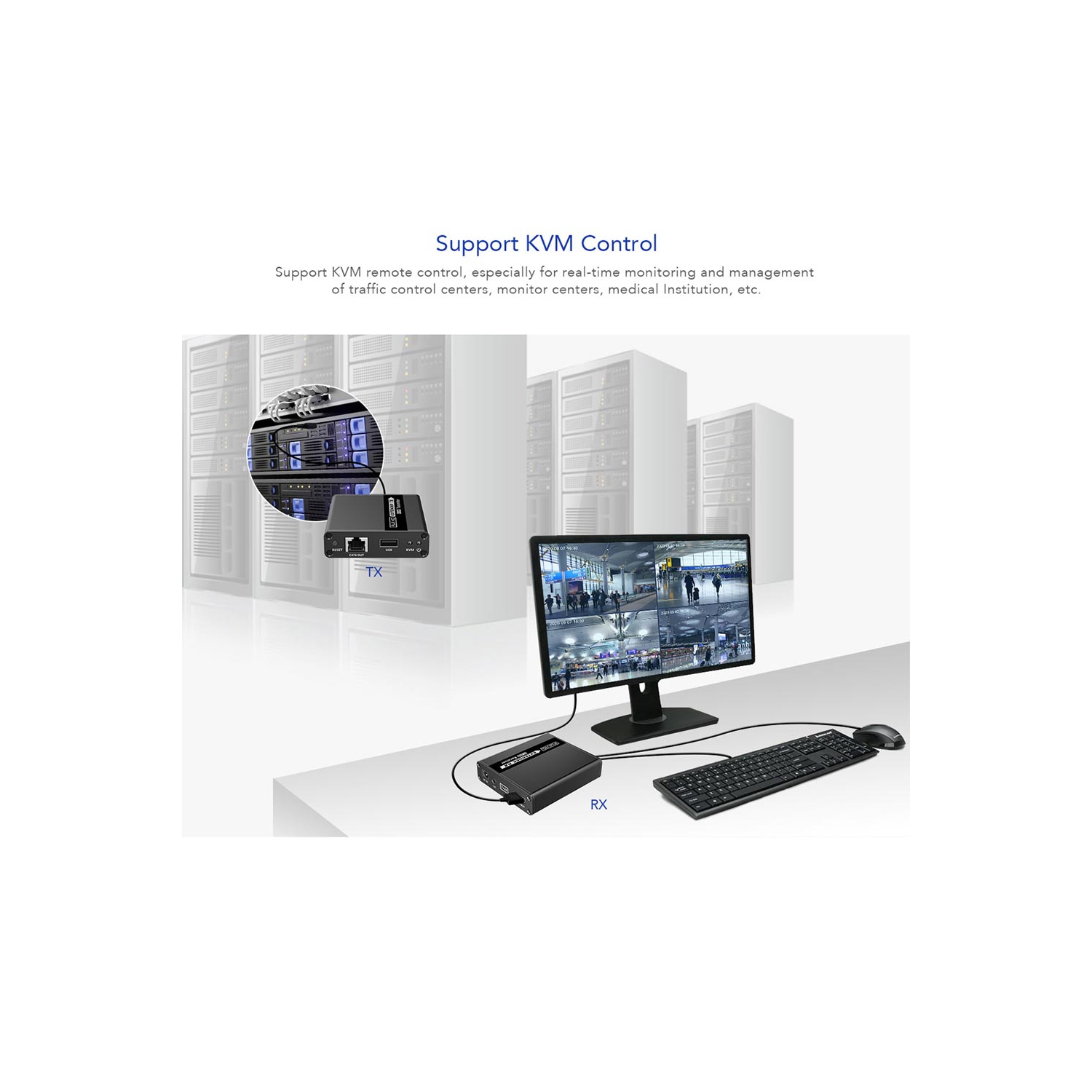 Le LKV223KVM de Speedex prolonge le signal HDMI sur un seul câble CAT6/6a/7 jusqu’à 70 m avec télécommande KVM, 1080p à 60 Hz, trousse de rallonge