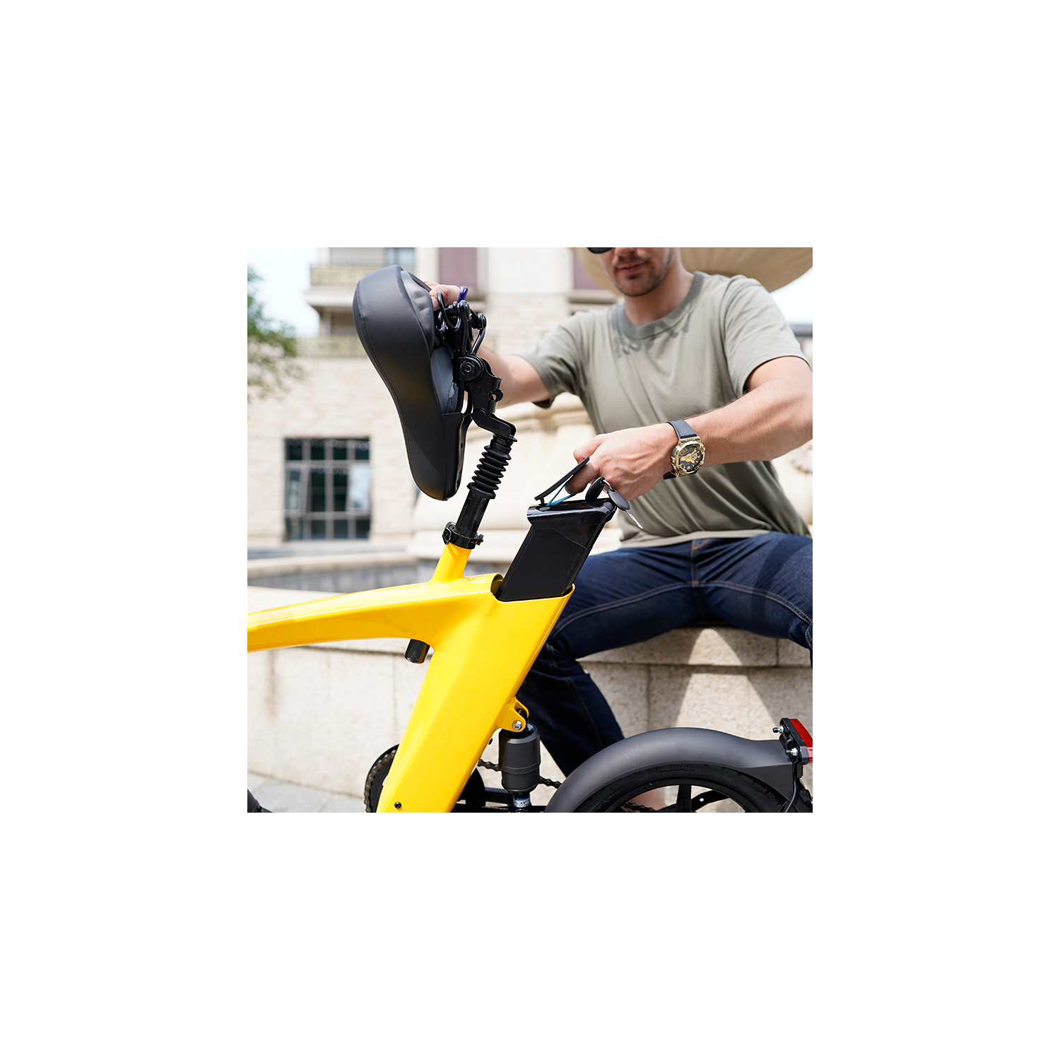 Vélo Zip - vélo électrique compact pliable - jaune