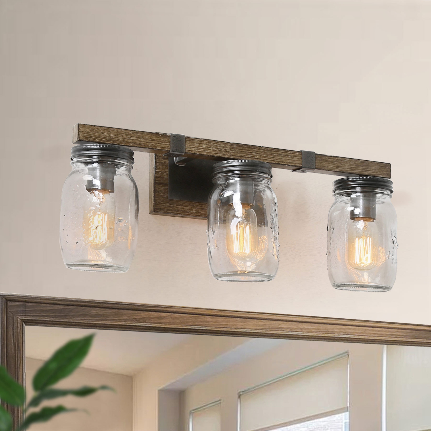 Farmhouse 3-Light Mason Jar Vanity Light