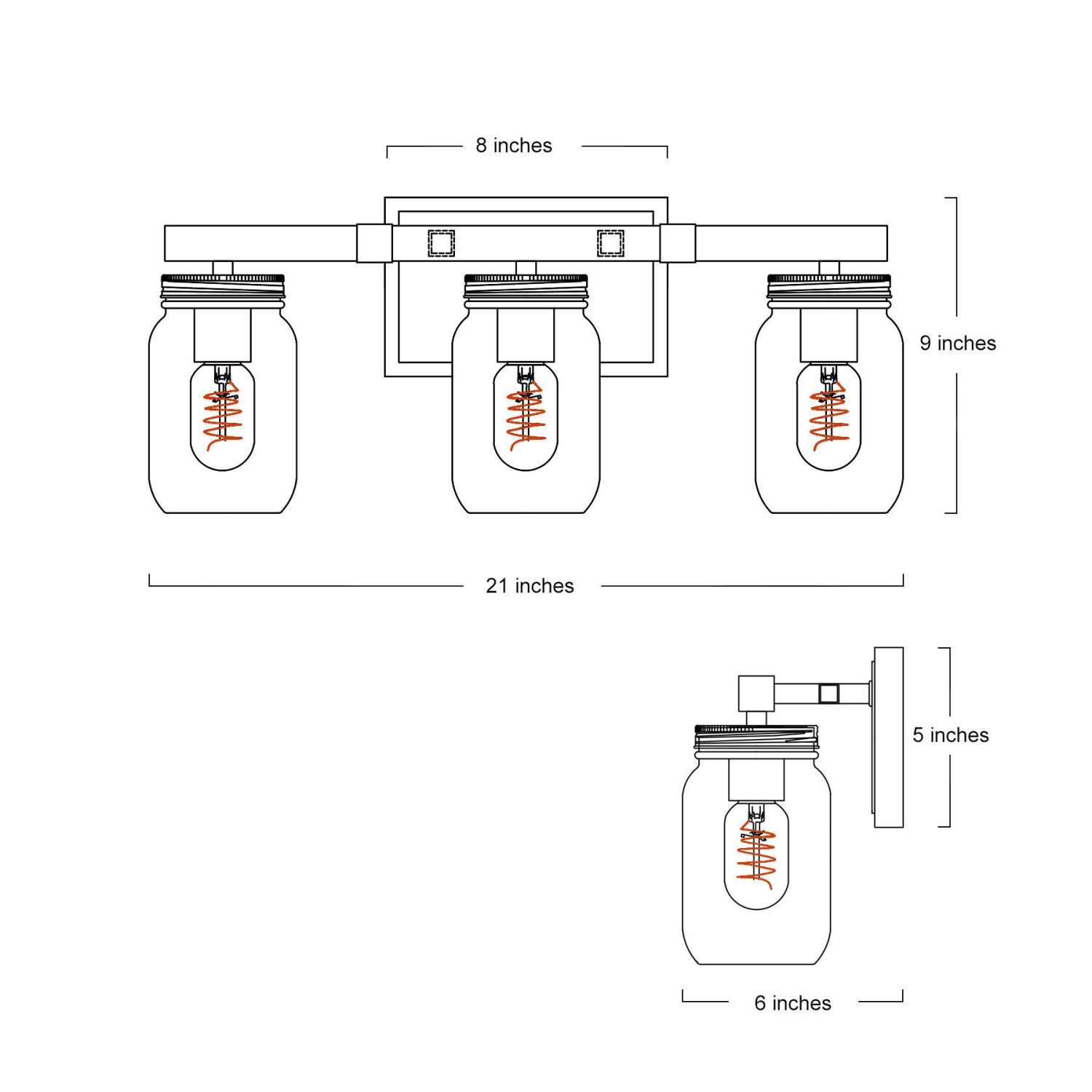 Farmhouse 3-Light Mason Jar Vanity Light
