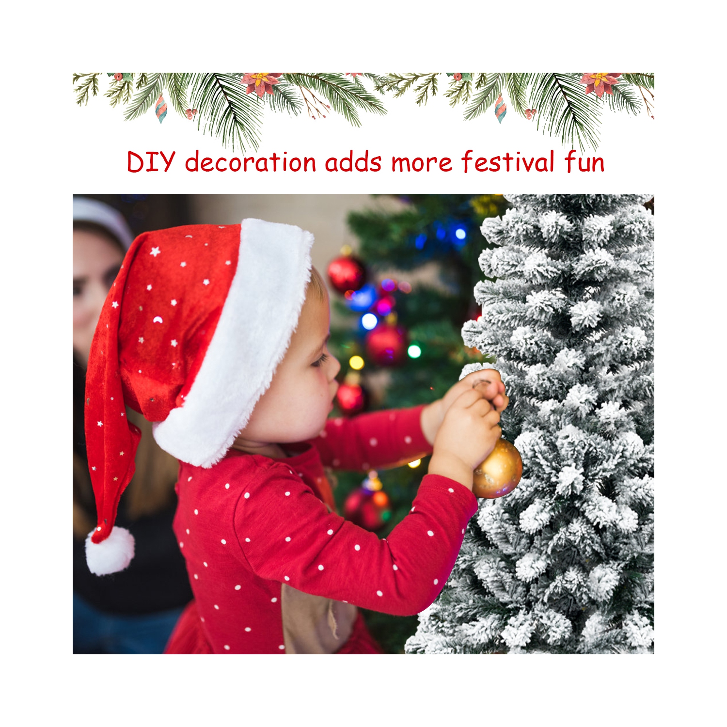 Topbuy 4.5ft /6ft/7.5ft Pencil Artificial Christmas Tree Snow Flocked Pencil Tree with Flexible Stand