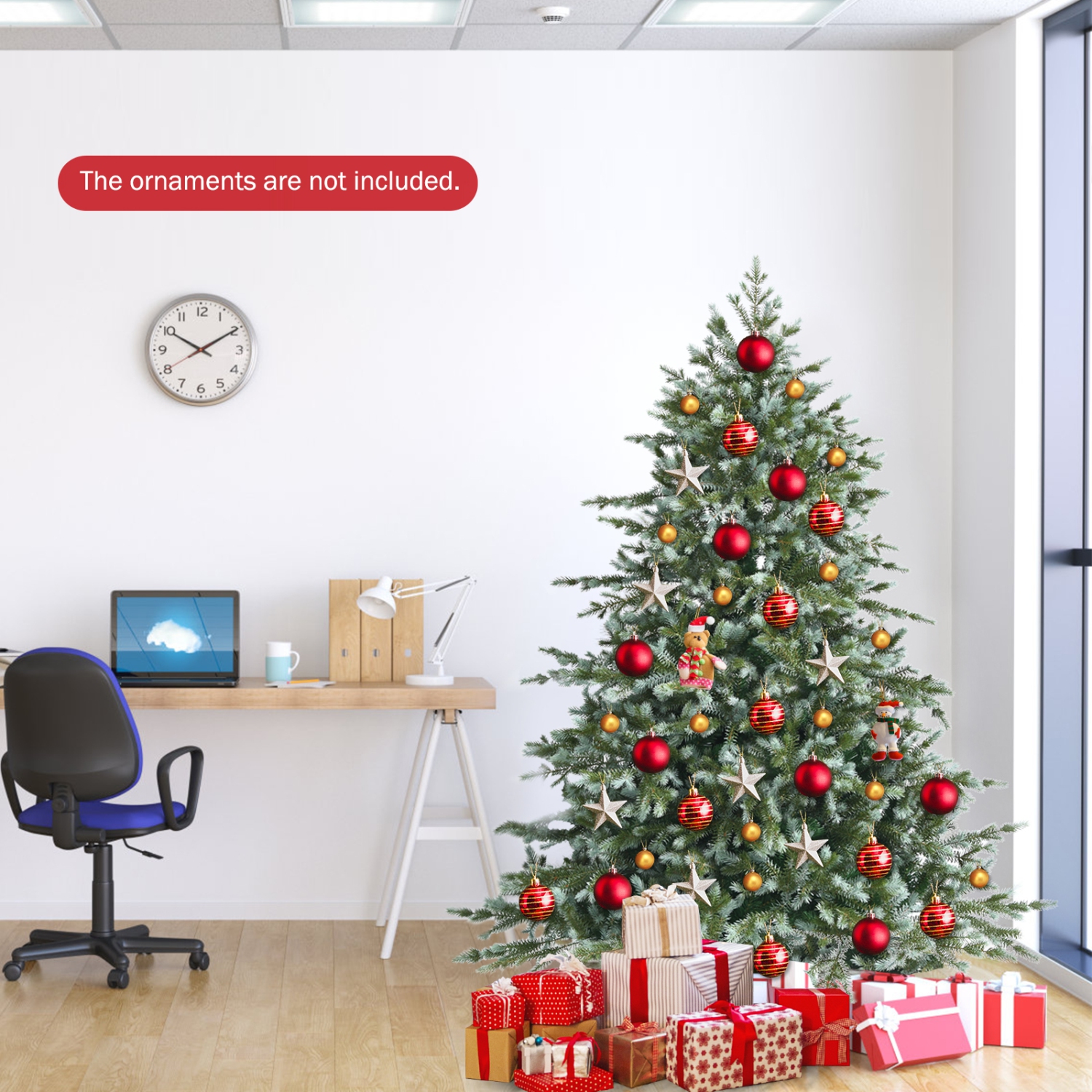 Arbre de Noël artificiel Evergreen 6/7 pi de TopBuy, support en polyéthylène mixte et en PVC inclus, arbre de Noël sans lumières pour le festival