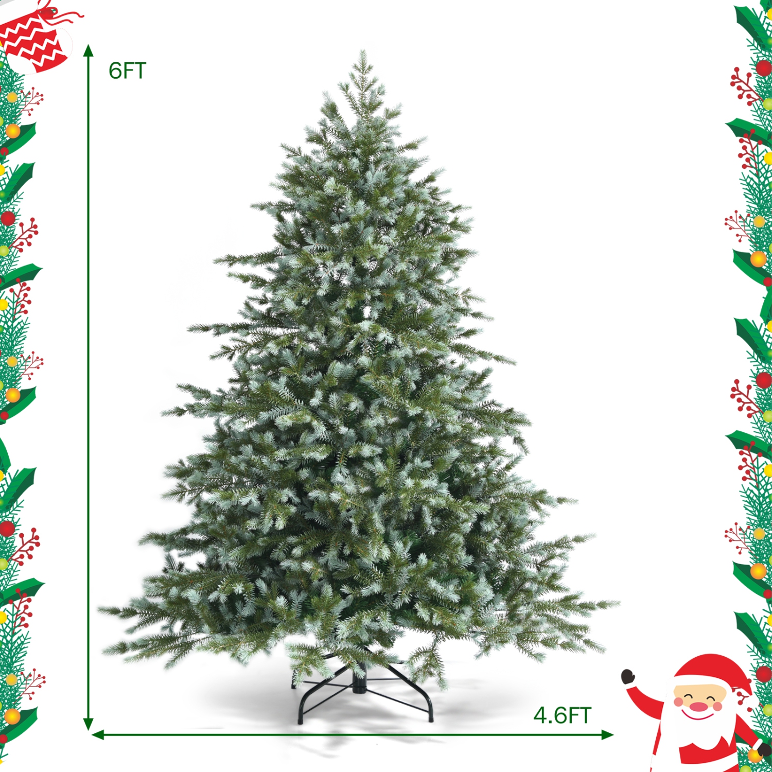 Arbre de Noël artificiel Evergreen 6/7 pi de TopBuy, support en polyéthylène mixte et en PVC inclus, arbre de Noël sans lumières pour le festival
