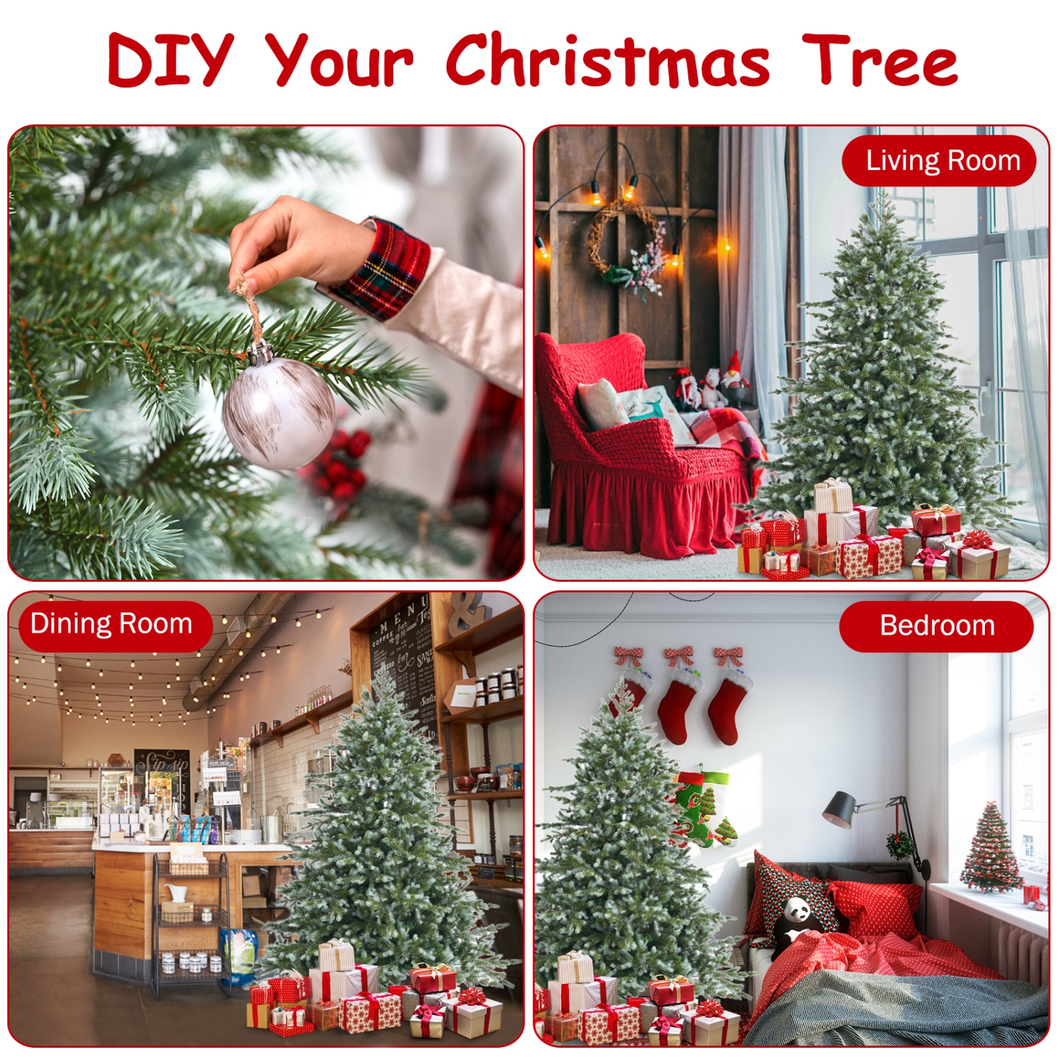 Arbre de Noël artificiel Evergreen 6/7 pi de TopBuy, support en polyéthylène mixte et en PVC inclus, arbre de Noël sans lumières pour le festival