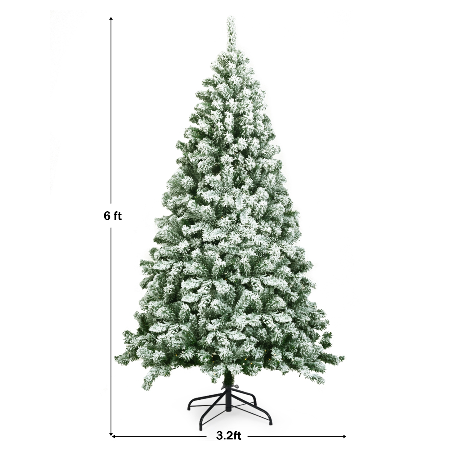 Topbuy 4.5FT/6FT/7.5FT Artificial Hinged Christmas Pines Tree Snow Flocked Decoration Tree