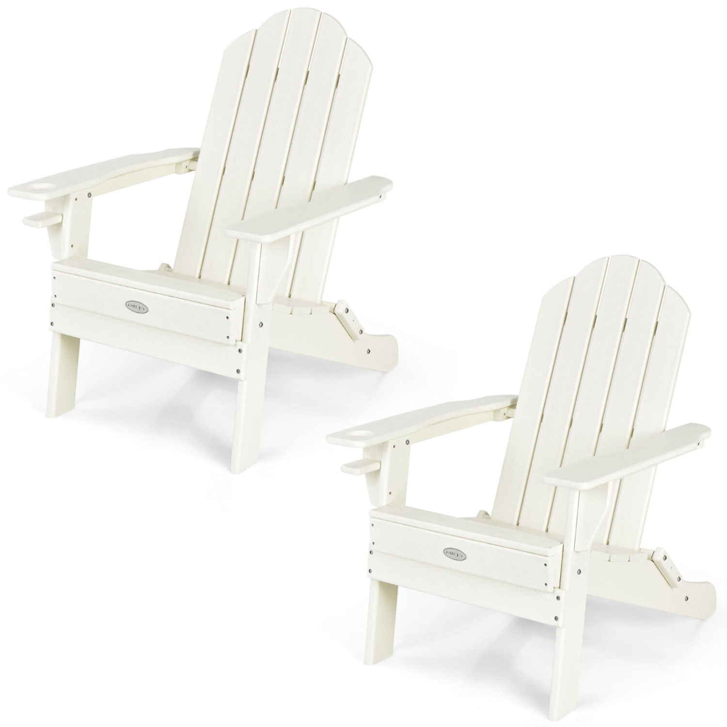Patiojoy 2PCS Folding Adirondack Chair Outdoor Adirondack Chair Weather Resistant Lounger Fire Pit Chair for Backyard Porch Poolside