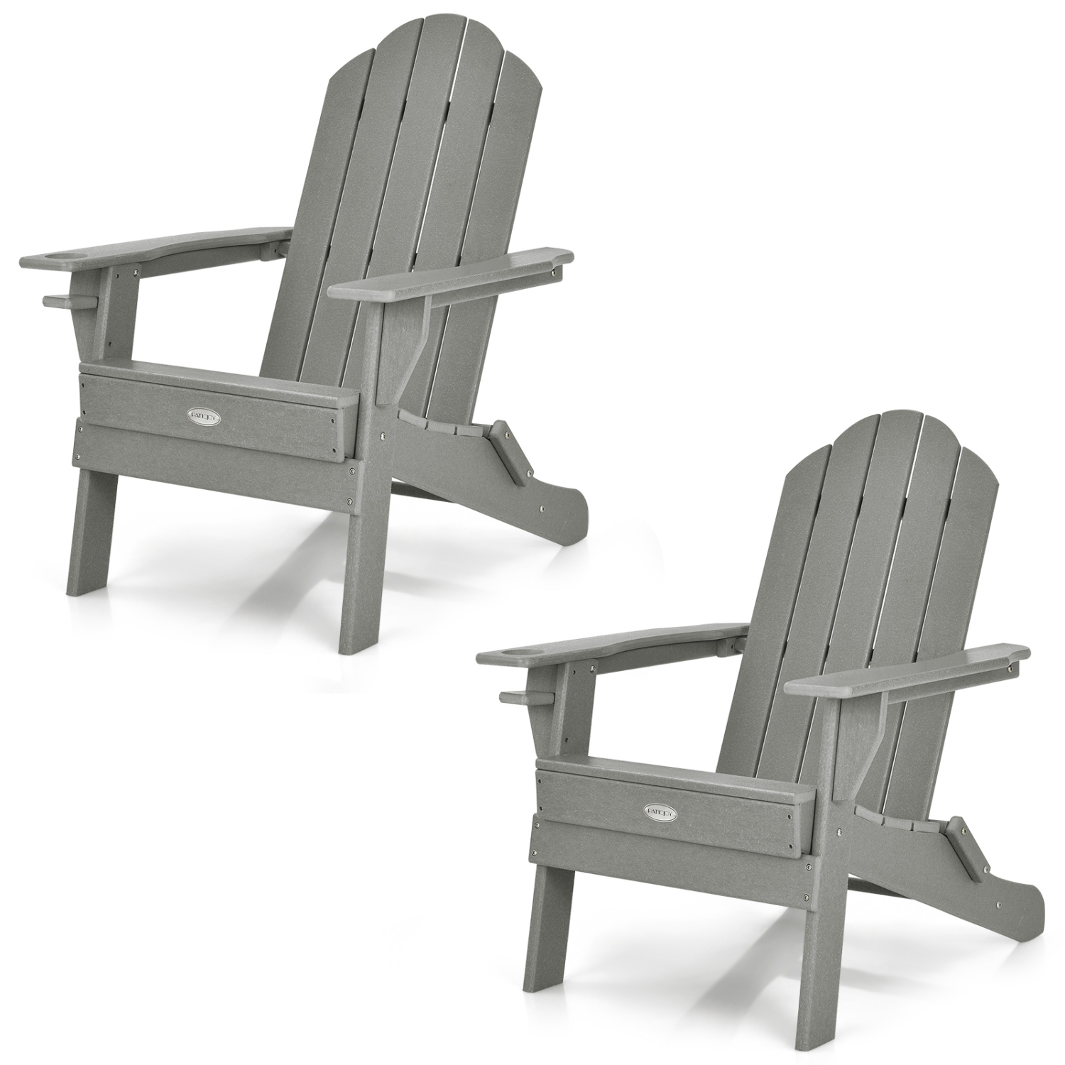 Patiojoy 2PCS Folding Adirondack Chair Outdoor Adirondack Chair Weather Resistant Lounger Fire Pit Chair for Backyard Porch Poolside