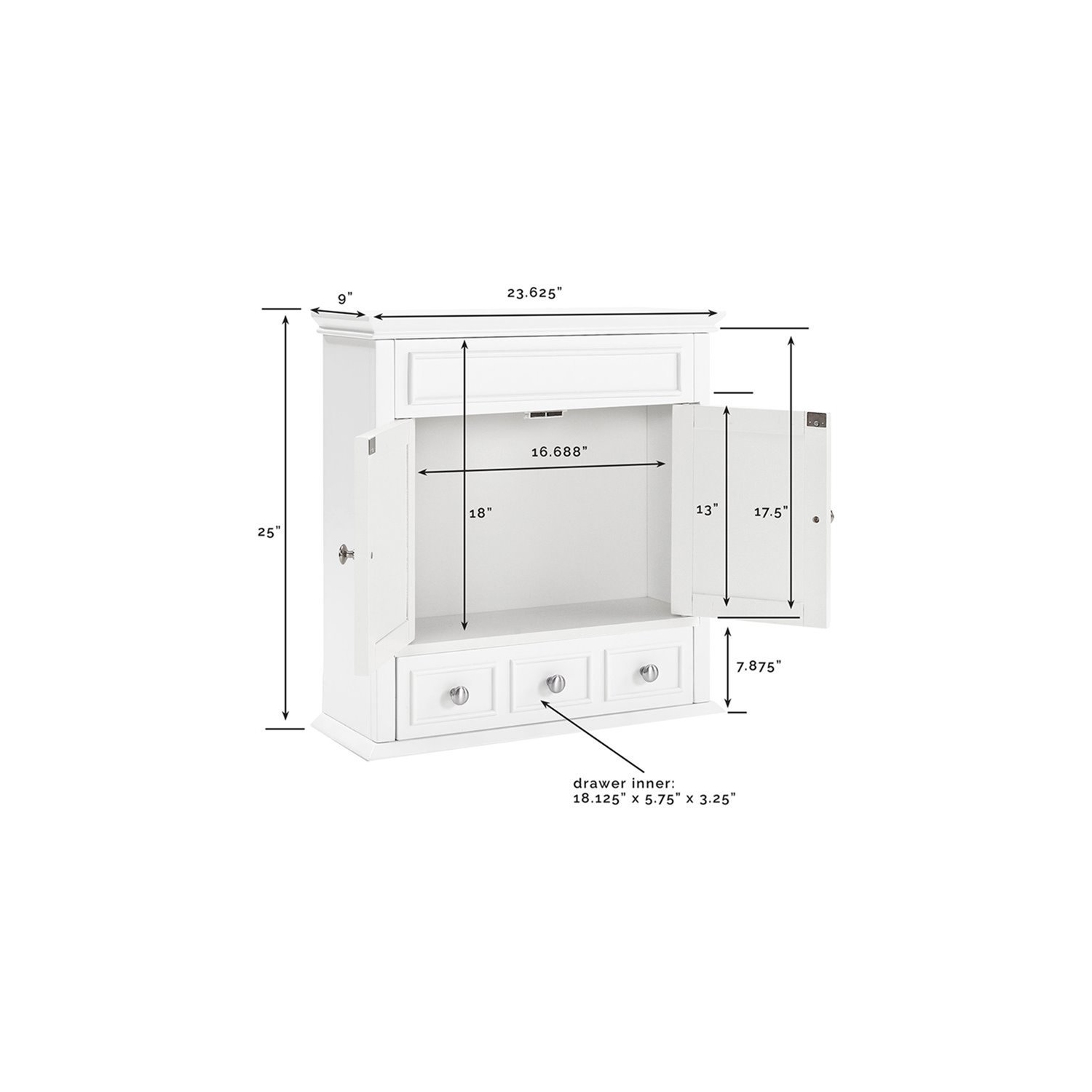 Pemberly Row Medicine Cabinet in White