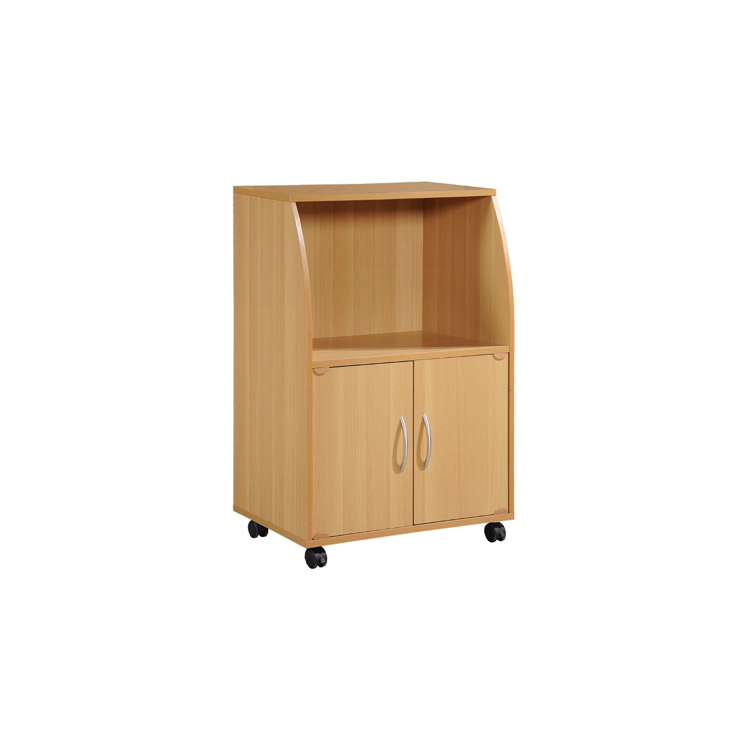Pemberly Row Microwave Kitchen Cart in Beech
