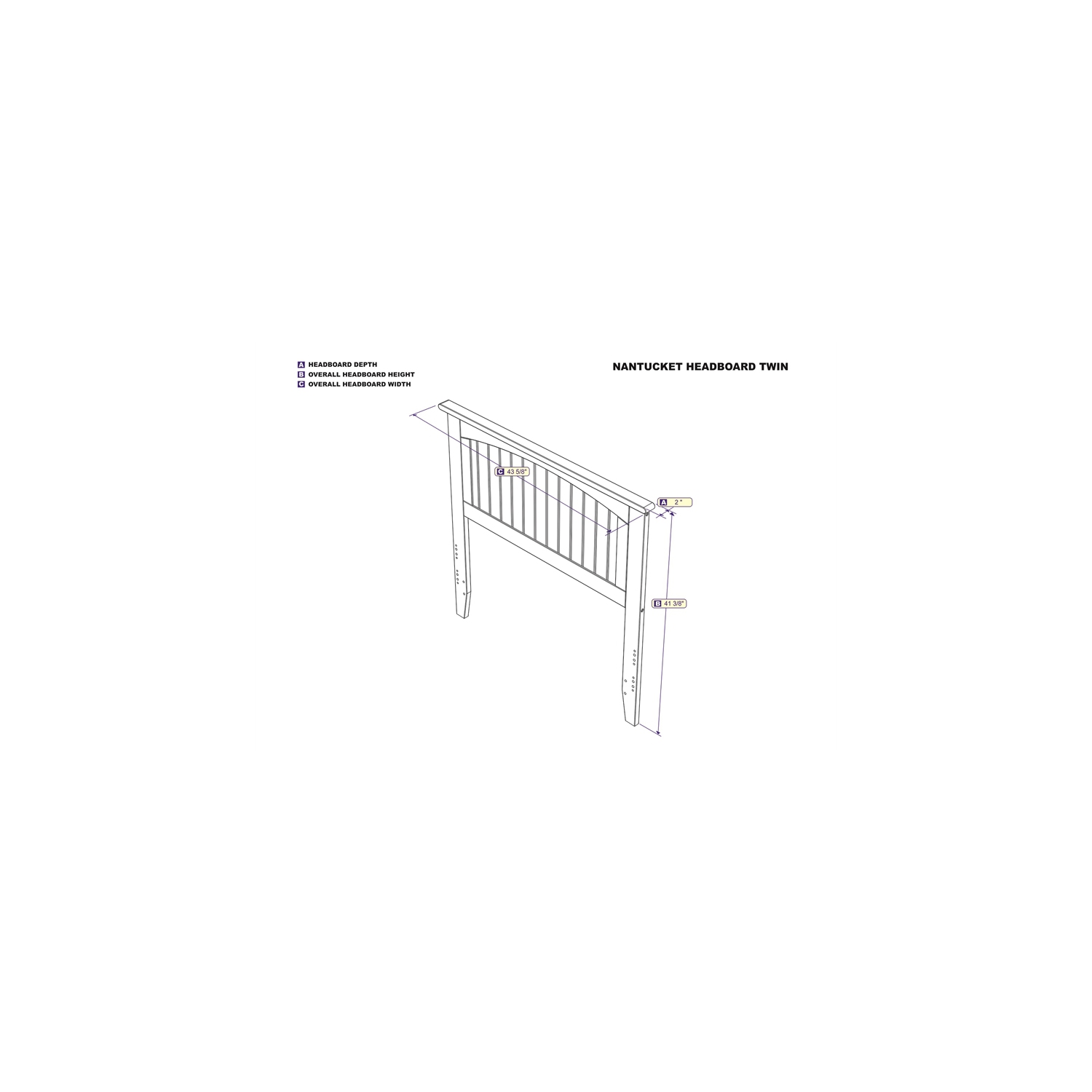 AFI Nantucket Twin Solid Wood Panel Headboard with Device Charger in Grey