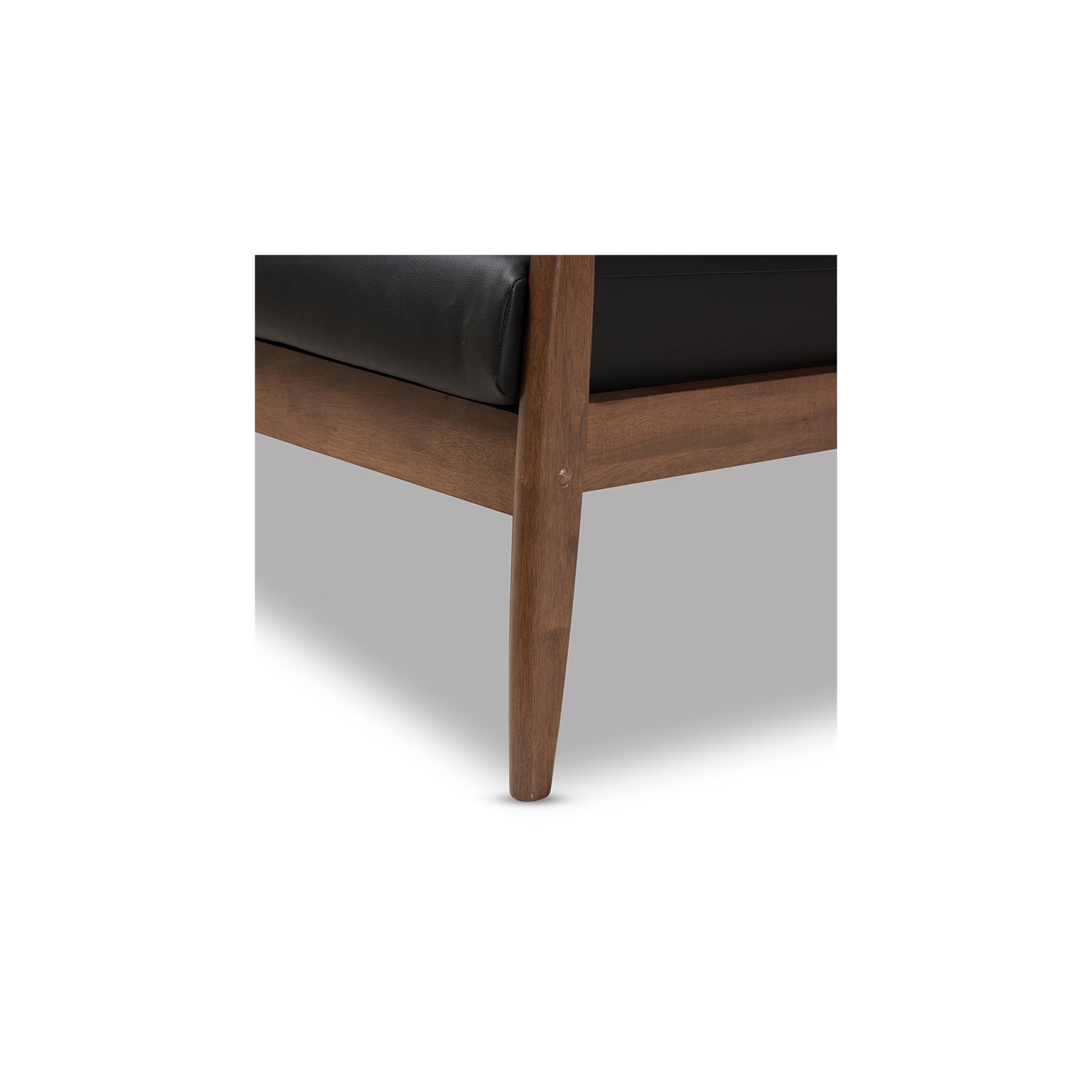 Baxton Studio – Causeuse en similicuir Venza, noir et brun noyer