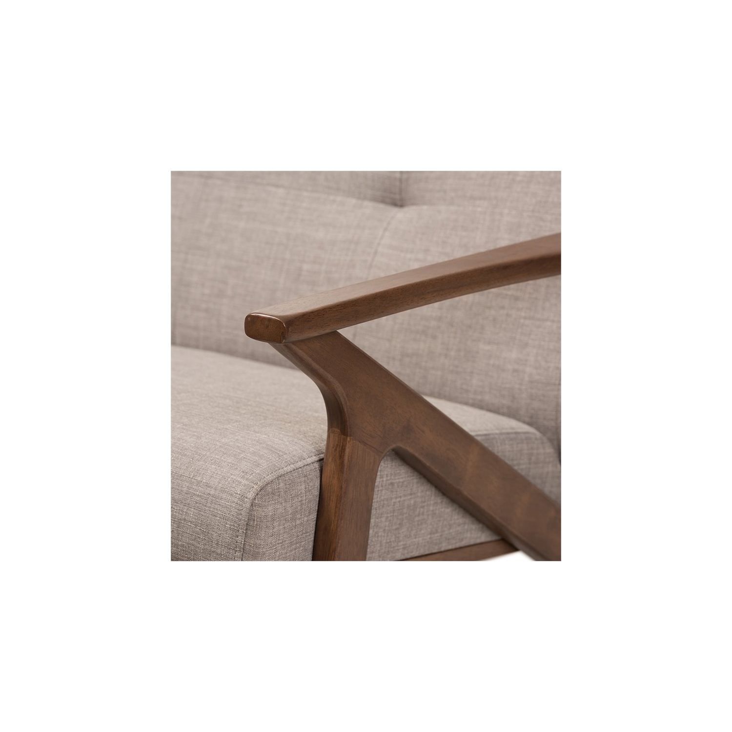 Baxton Studio – Causeuse capitonnée Bianca en gris clair et brun noyer