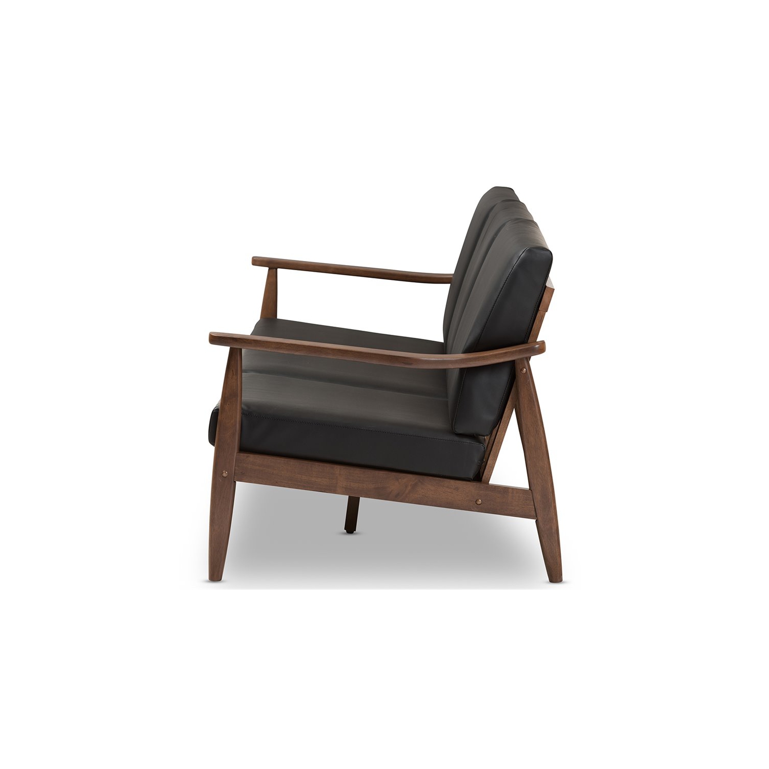 Baxton Studio Venza Faux Leather Sofa in Black and Walnut Brown