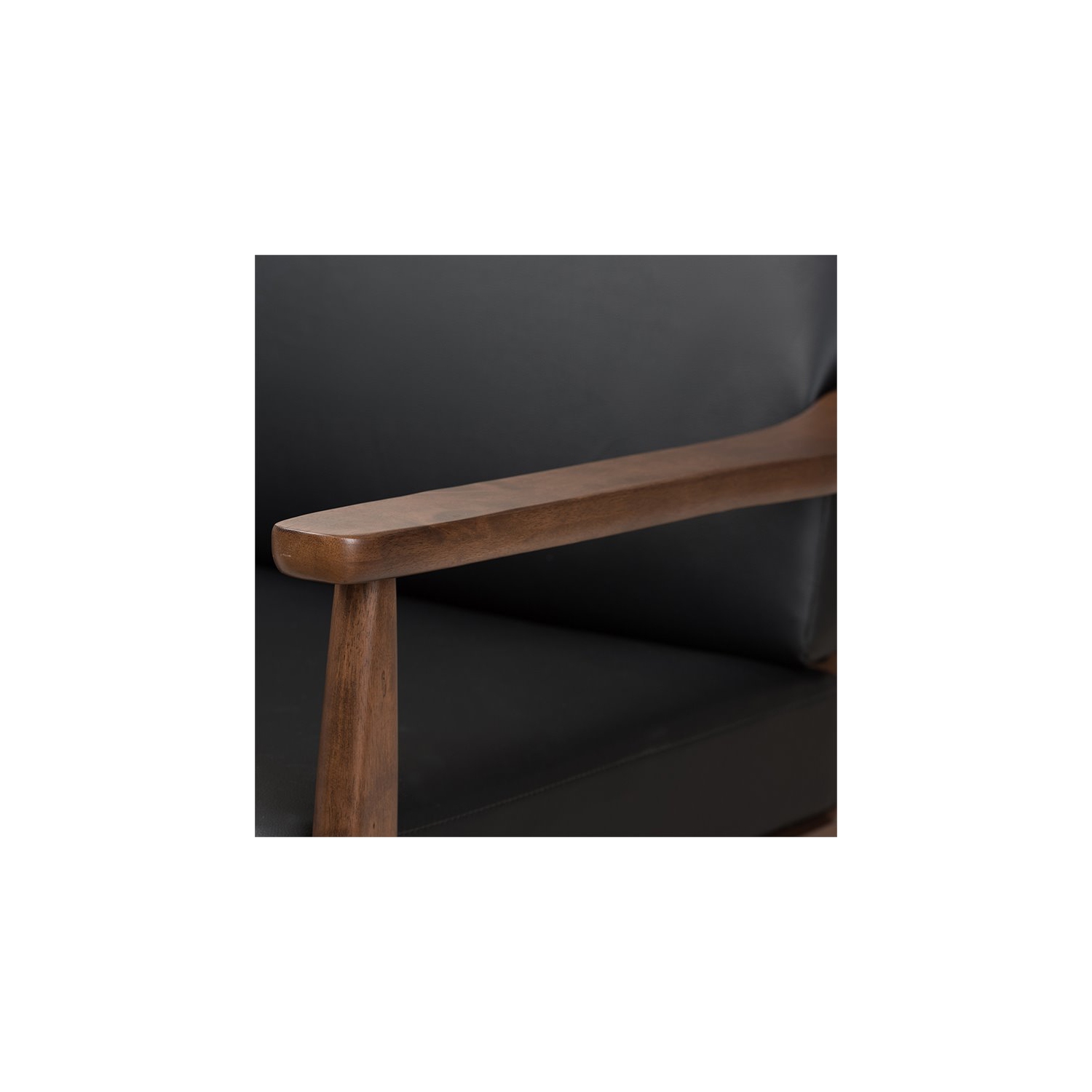 Baxton Studio Venza Faux Leather Sofa in Black and Walnut Brown