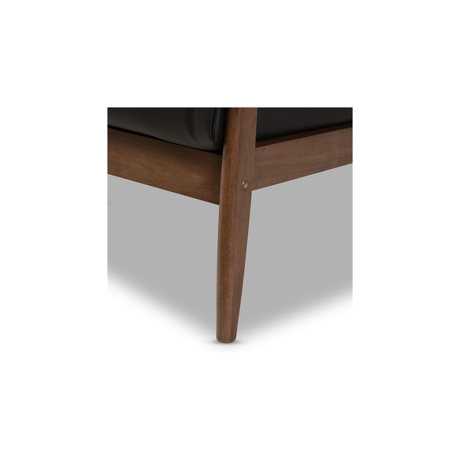 Baxton Studio Venza Faux Leather Sofa in Black and Walnut Brown