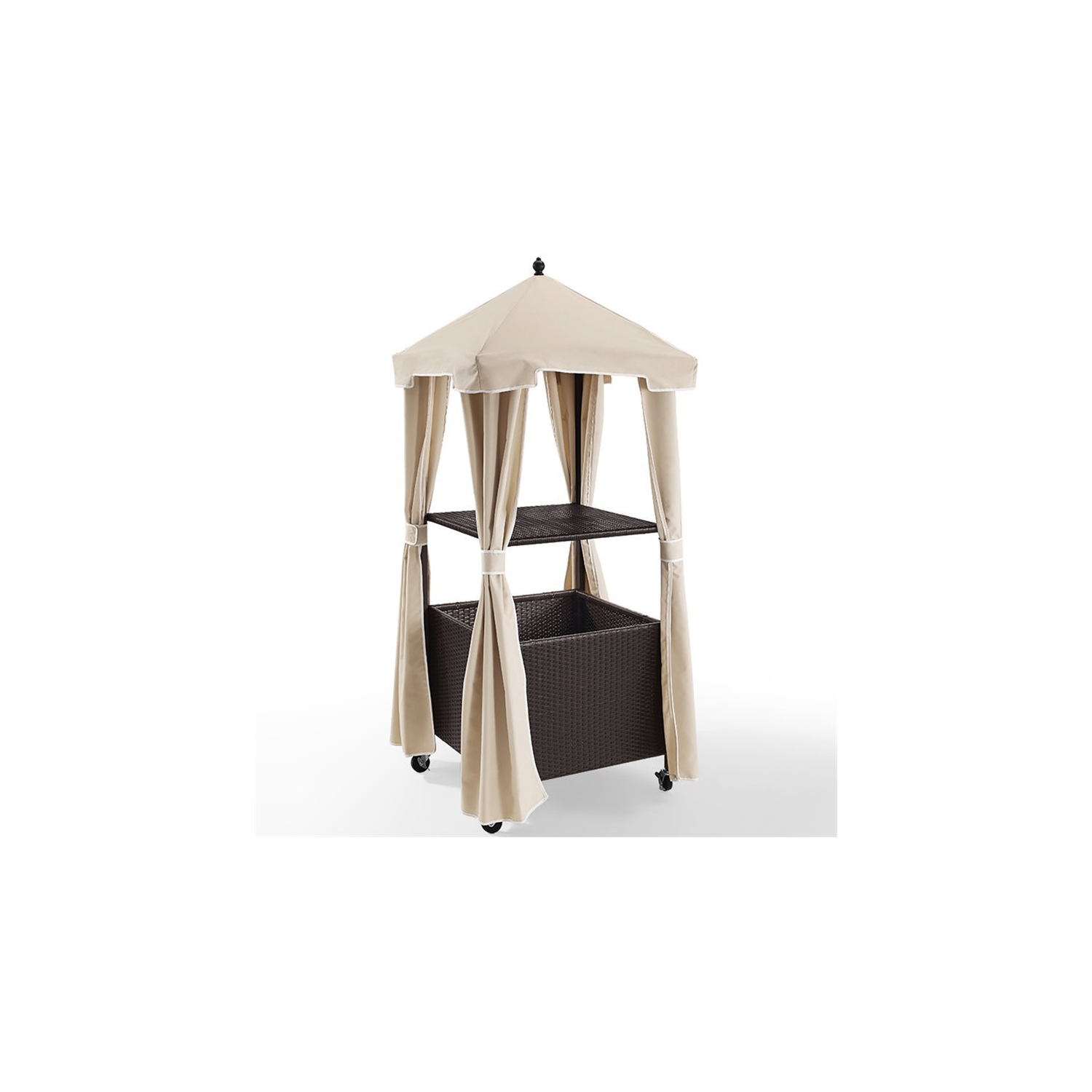 Crosley Palm Coastal Wicker / Rattan Beige Patio Towel Valet with Cover