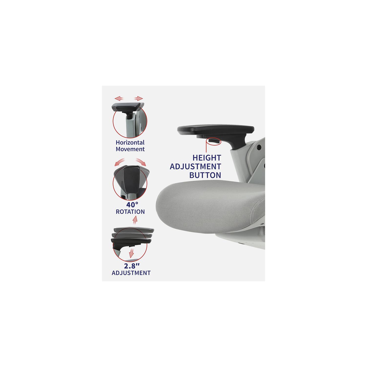 Furniture of America Nauta Mesh and Metal Adjustable Office Chair in Gray