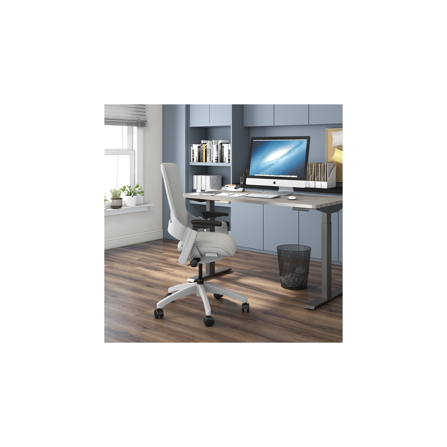 Furniture of America Nauta Mesh and Metal Adjustable Office Chair in Gray